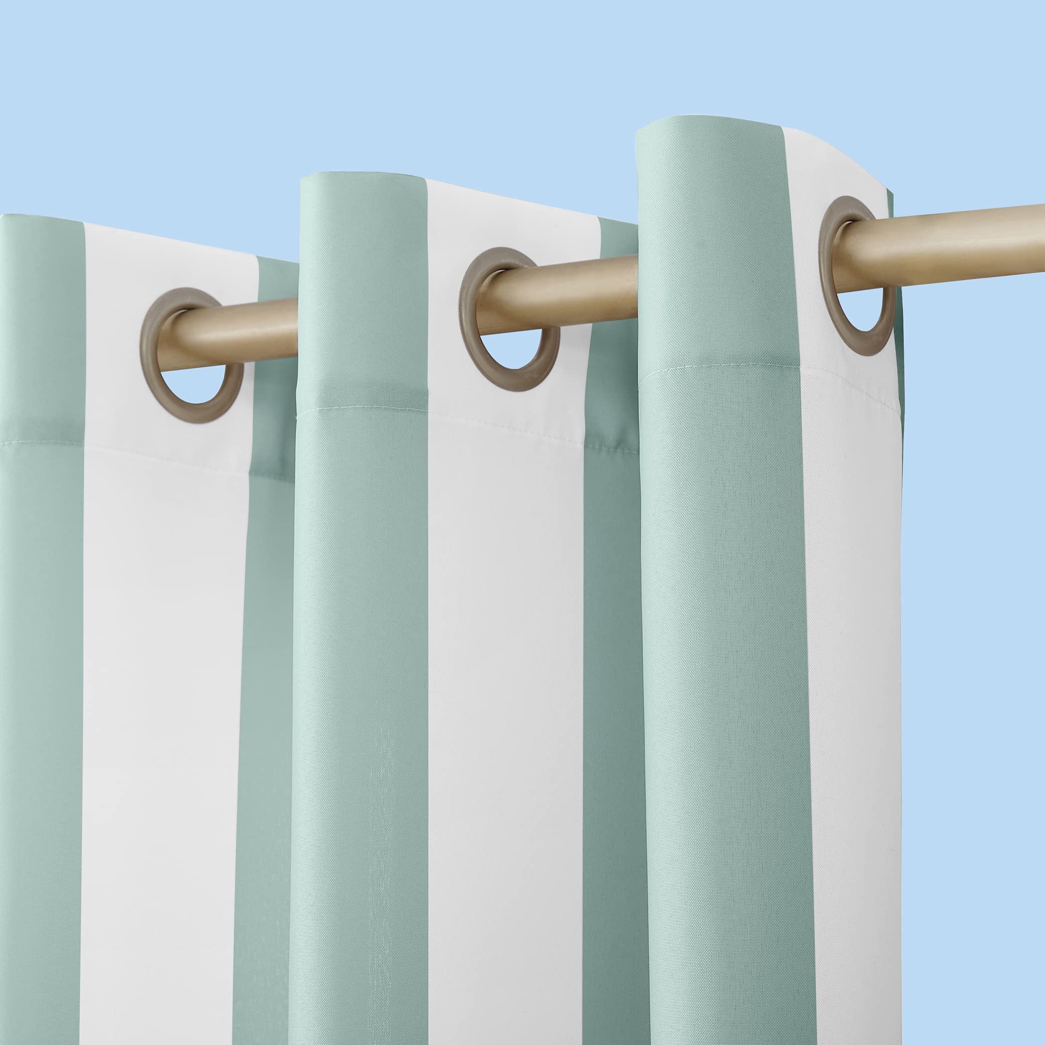 Sun Zero Valencia 2-Pack Cabana Stripe Indoor/Outdoor UV Protectant Energy Efficient Grommet Curtain Panel Pair