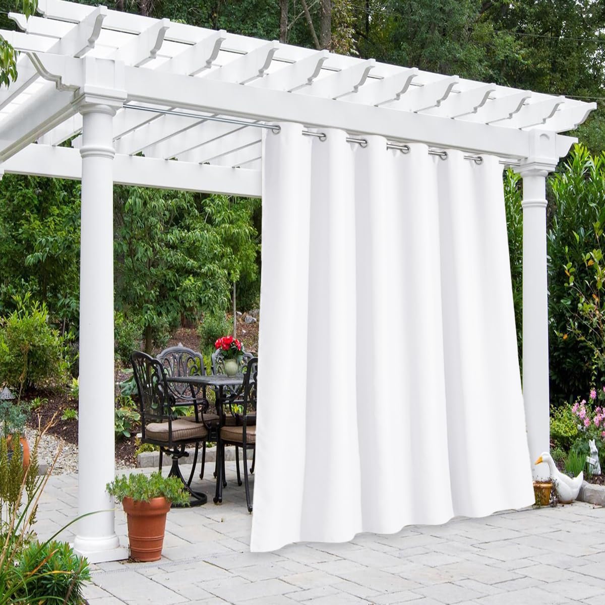NICETOWN Outdoor Curtains for Patio Waterproof 95" L, Blackout Gazebo Curtain for Pergola/Porch Weatherproof, UV & Privacy Protection Outside Drape, 52" Wide, 1 Panel, Biscotti Beige