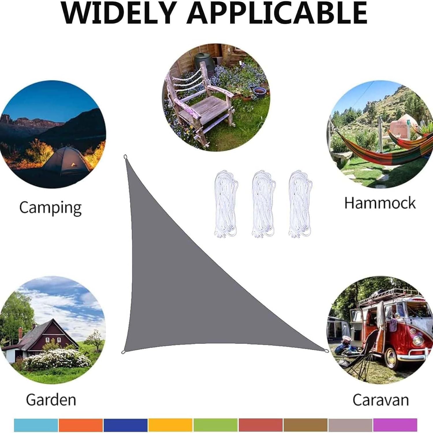 Triangle Sun Shade Sail Waterproof Canopy, Triangular UV Resistant Awning, Curved Edges Shade Cloth, Outdoor Sunshade Cover for Patio, Garden, Deck, Backyard, Carport, Pool