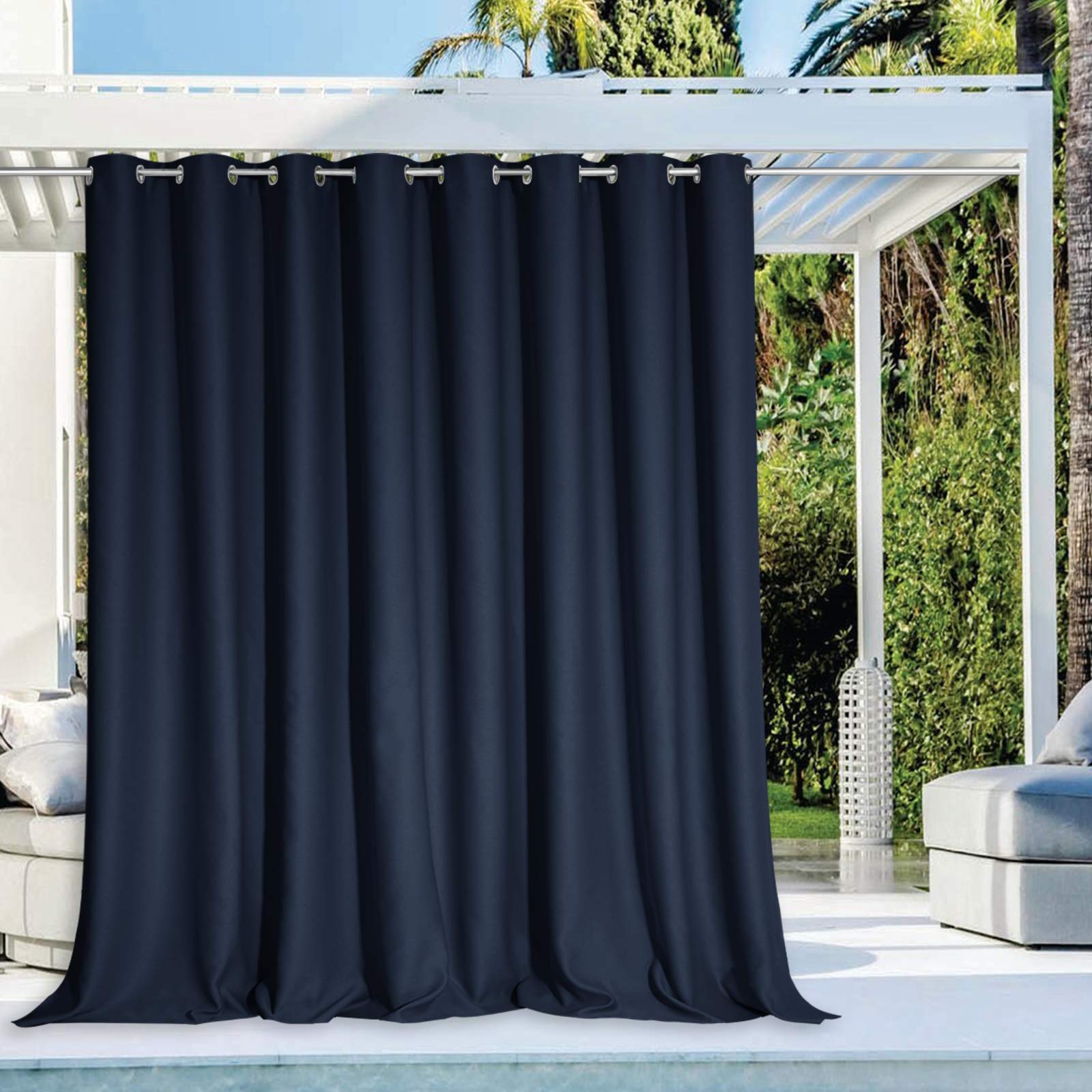 NICETOWN Outdoor Curtains for Patio Waterproof 95" L, Blackout Gazebo Curtain for Pergola/Porch Weatherproof, UV & Privacy Protection Outside Drape, 52" Wide, 1 Panel, Biscotti Beige
