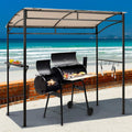 Moccha 7x4.4ft Grill Gazebo, Outdoor BBQ Gazebo with Storage Shelf, Hanging Hooks, Beer Opening Setting, Heavy-Duty Metal Frame, Grill Canopy Tent Sunshade Awning for Backyard, Patio, Garden, Brown