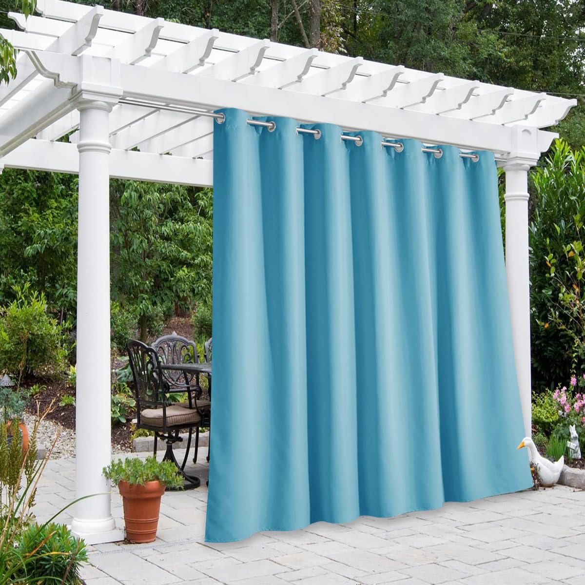 NICETOWN Outdoor Curtains for Patio Waterproof 95" L, Blackout Gazebo Curtain for Pergola/Porch Weatherproof, UV & Privacy Protection Outside Drape, 52" Wide, 1 Panel, Biscotti Beige