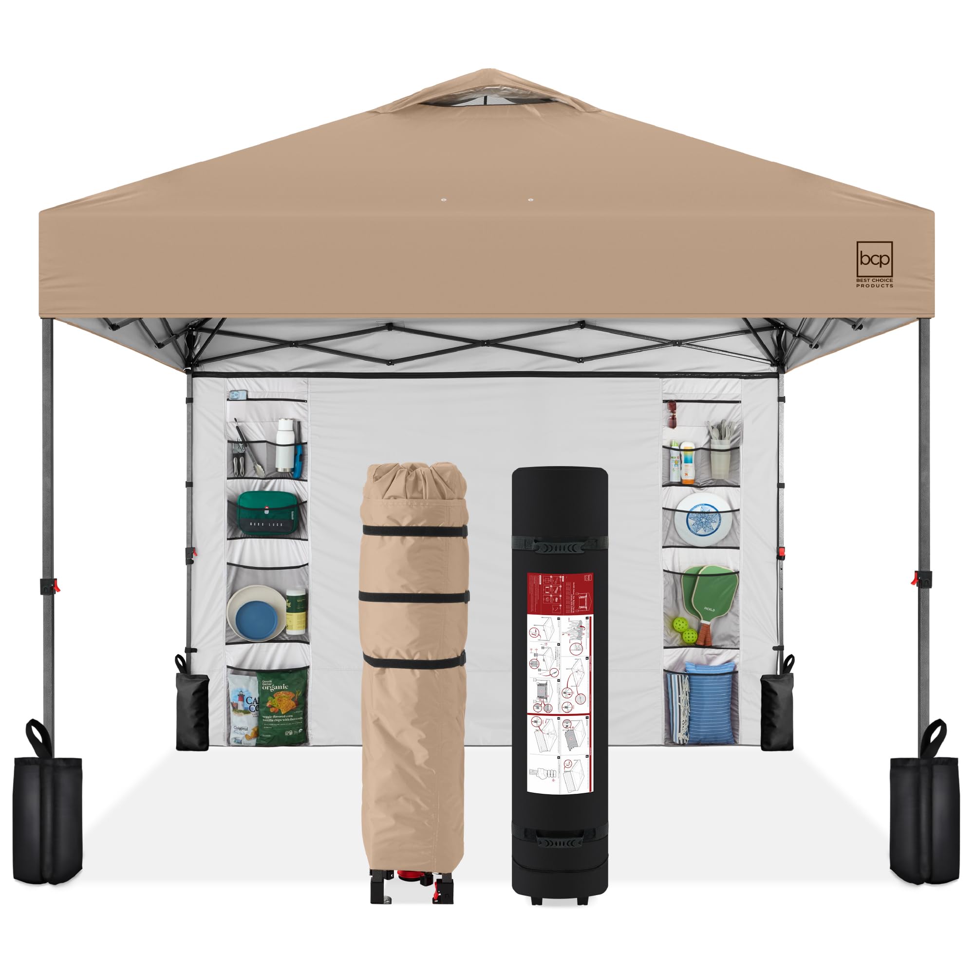 Best Choice Products 10x10ft Pop Up Canopy Tent, Outdoor Shade, 1 Person 1 Minute Set Up, Carry Case, 4 Weight Bags - White