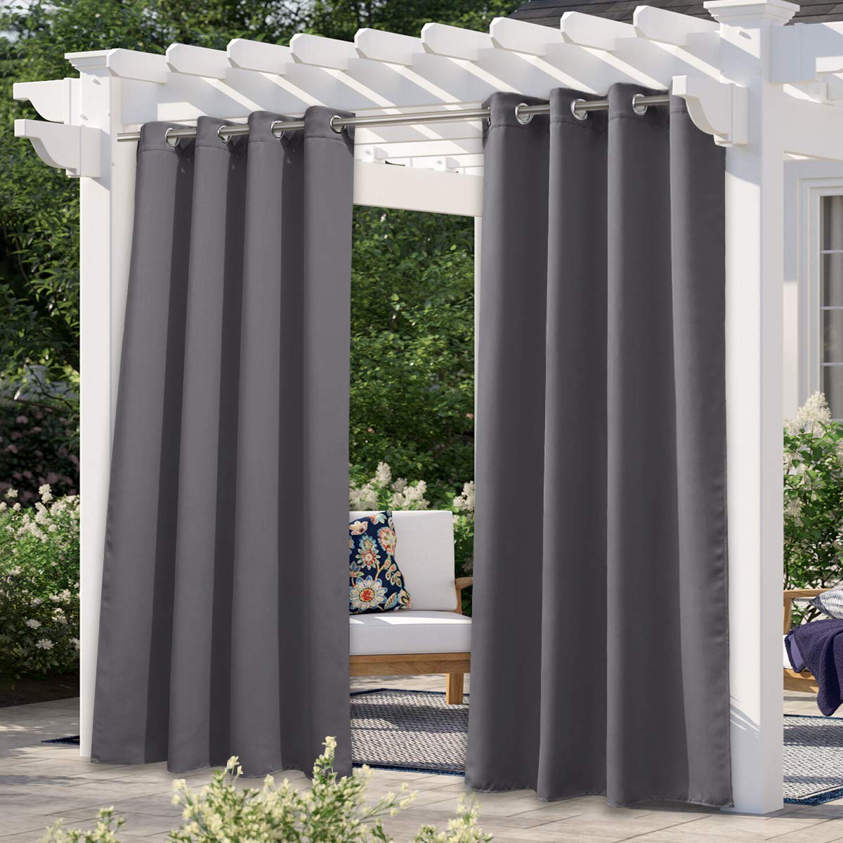 NICETOWN Outdoor Curtains for Patio Waterproof 95" L, Blackout Gazebo Curtain for Pergola/Porch Weatherproof, UV & Privacy Protection Outside Drape, 52" Wide, 1 Panel, Biscotti Beige