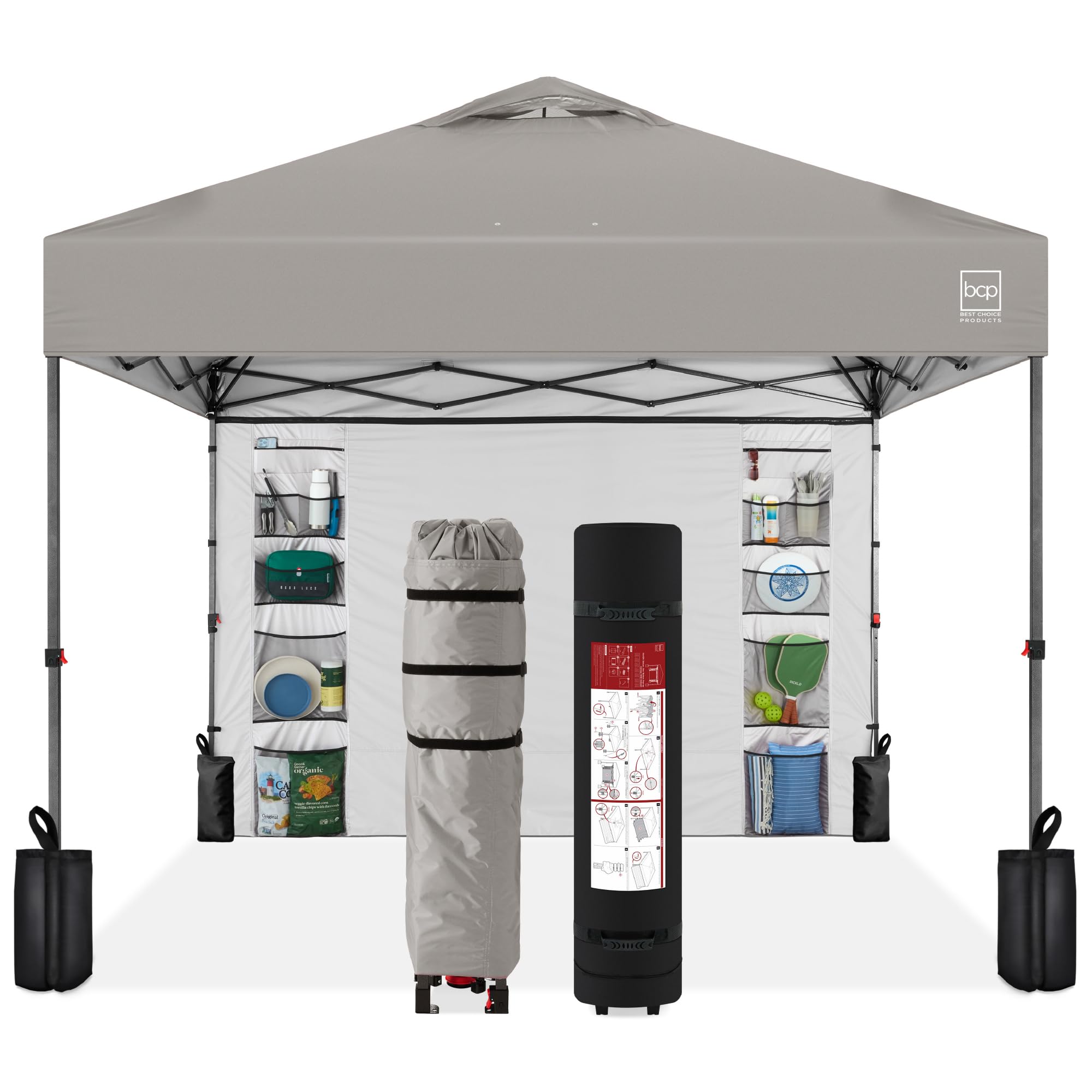 Best Choice Products 10x10ft Pop Up Canopy Tent, Outdoor Shade, 1 Person 1 Minute Set Up, Carry Case, 4 Weight Bags - White