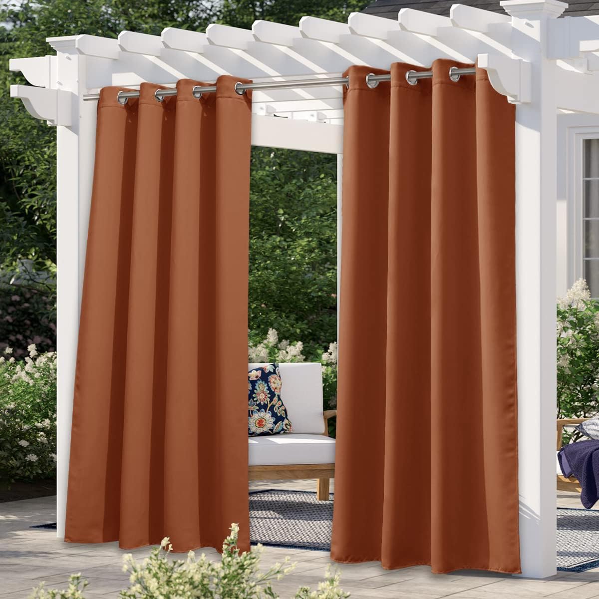 NICETOWN Outdoor Curtains for Patio Waterproof 95" L, Blackout Gazebo Curtain for Pergola/Porch Weatherproof, UV & Privacy Protection Outside Drape, 52" Wide, 1 Panel, Biscotti Beige