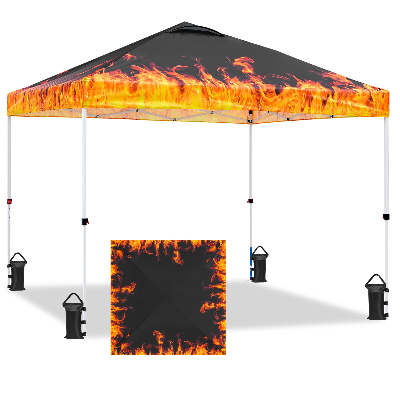 EAGLE PEAK Pop Up Canopy Tent with Wheeled Carry Bag, 8 Stakes, 4 Ropes, 4 Weight Bags, Easy Set Up Tent Canopy, 10x10 ft, 100sqft of Shade, Blue