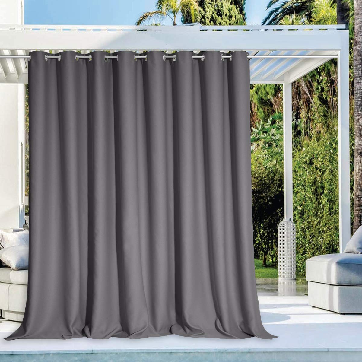 NICETOWN Outdoor Curtains for Patio Waterproof 95" L, Blackout Gazebo Curtain for Pergola/Porch Weatherproof, UV & Privacy Protection Outside Drape, 52" Wide, 1 Panel, Biscotti Beige