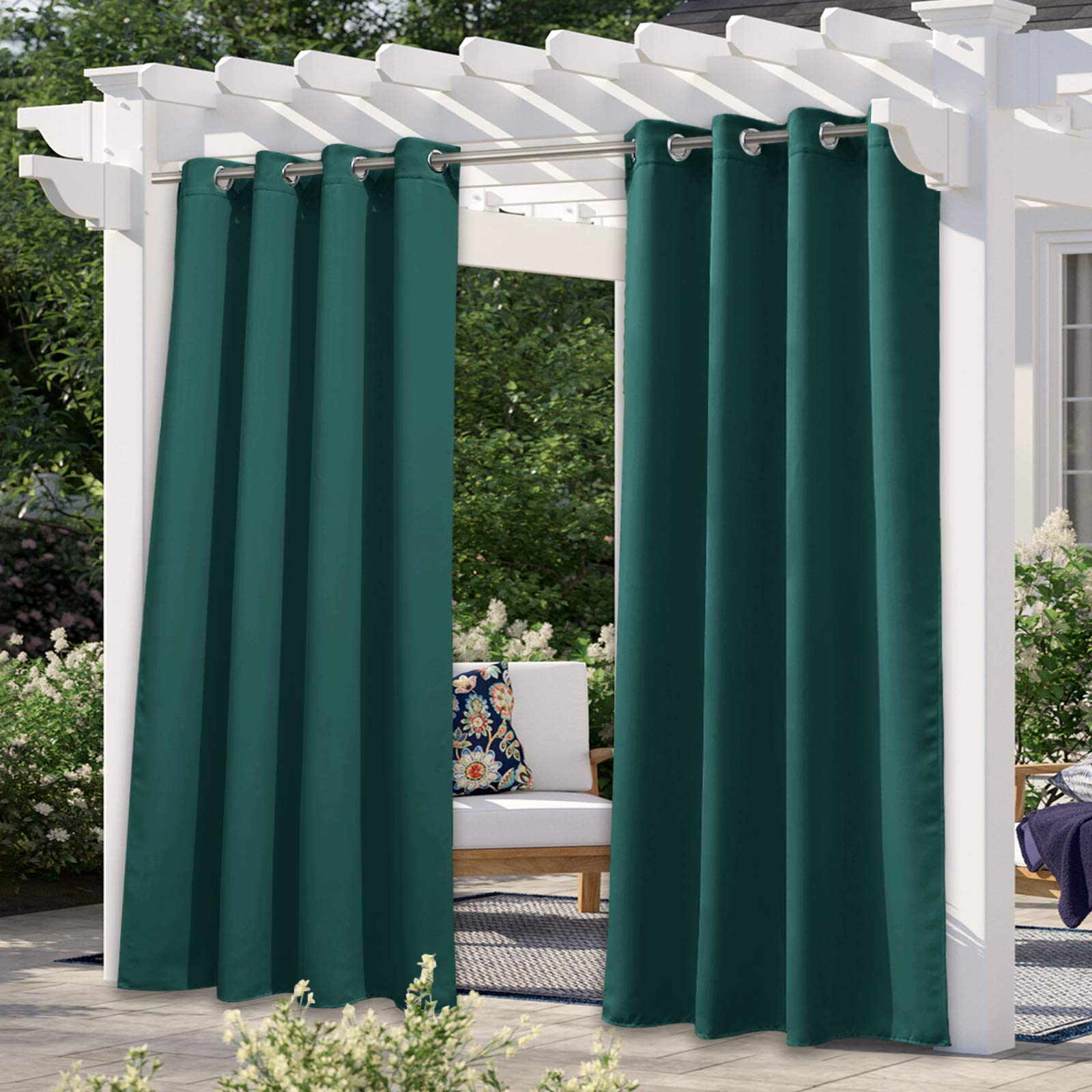 NICETOWN Outdoor Curtains for Patio Waterproof 95" L, Blackout Gazebo Curtain for Pergola/Porch Weatherproof, UV & Privacy Protection Outside Drape, 52" Wide, 1 Panel, Biscotti Beige