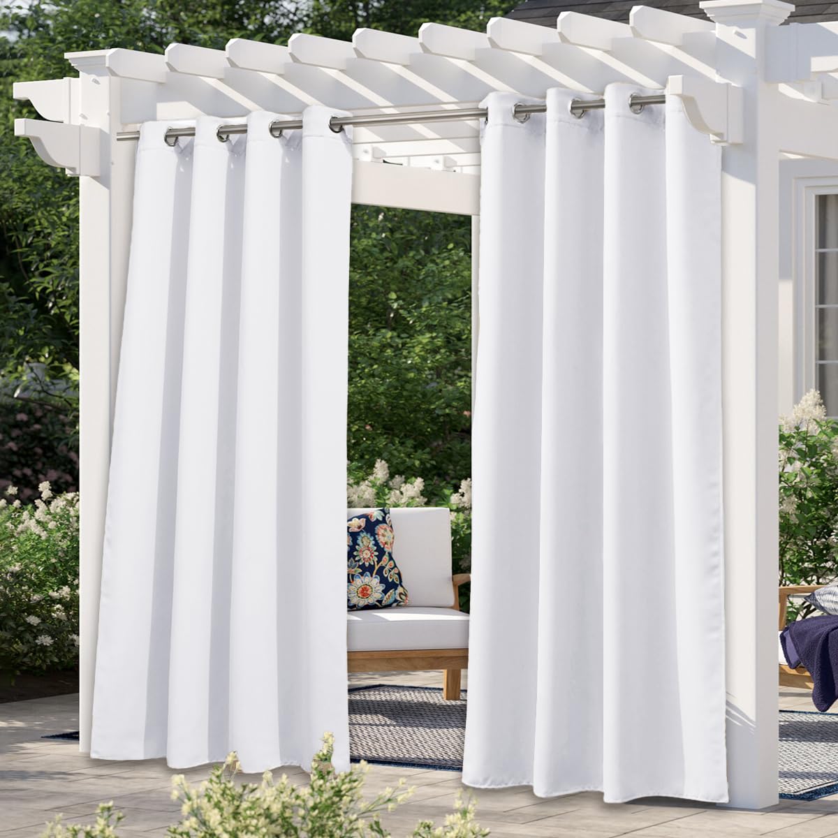 NICETOWN Outdoor Curtains for Patio Waterproof 95" L, Blackout Gazebo Curtain for Pergola/Porch Weatherproof, UV & Privacy Protection Outside Drape, 52" Wide, 1 Panel, Biscotti Beige