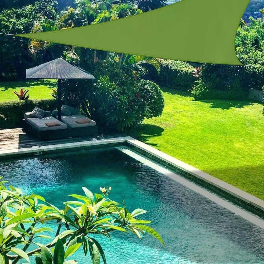 Outdoor Shade Sails Triangle with Hardware Kit, Patio Waterproof Sun Shade Canopy, Durable Garden Shade Sail, 95% UV Block Sun Shade Sail for Backyard, Balcony, Porch,Green 2,15'x15'x15'