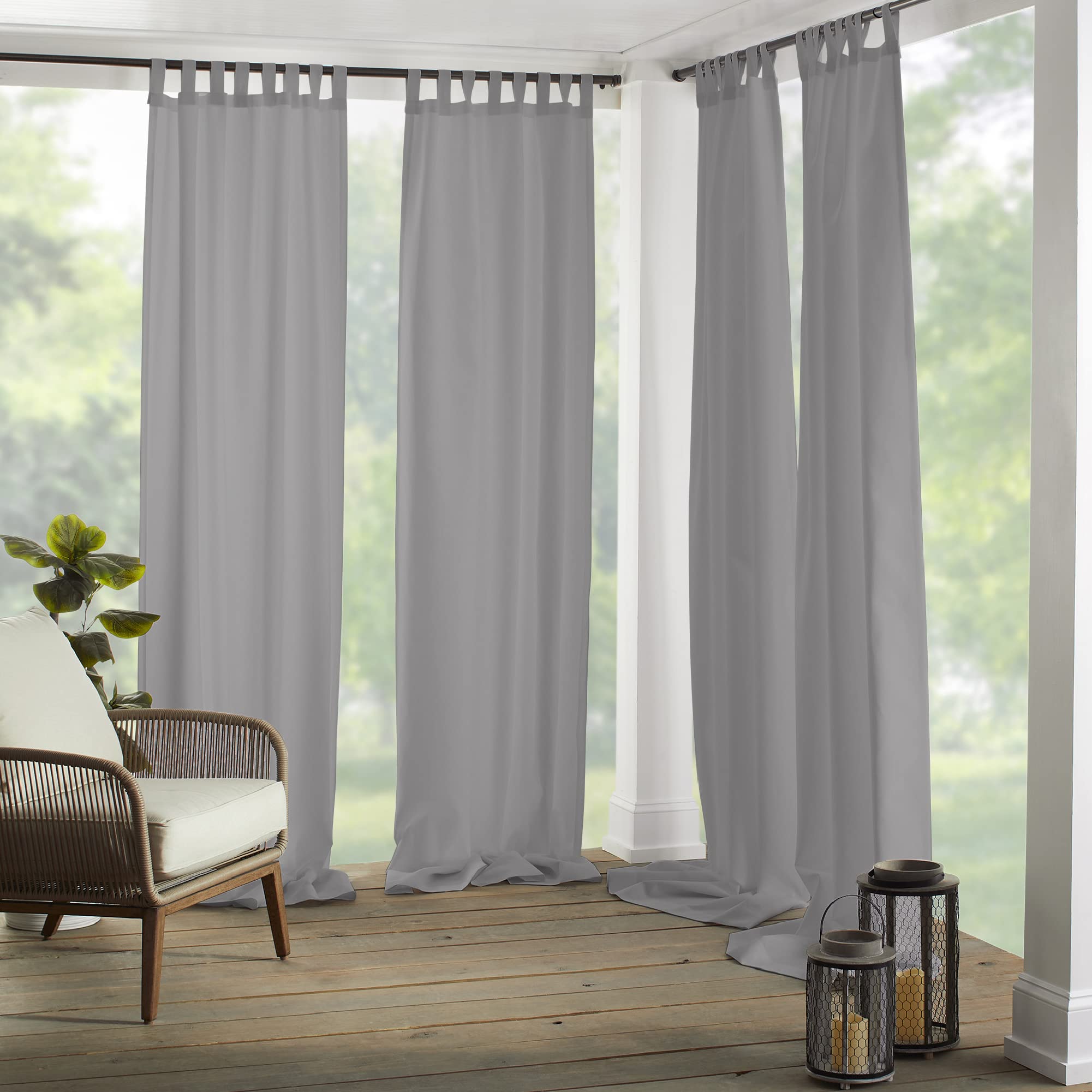 Elrene Home Fashions Matine Weatherproof Tab-Top Indoor/Outdoor Solid Color Curtain Panel for Porch, Pergola, Patio, Deck, 52”W x 84”L, Red