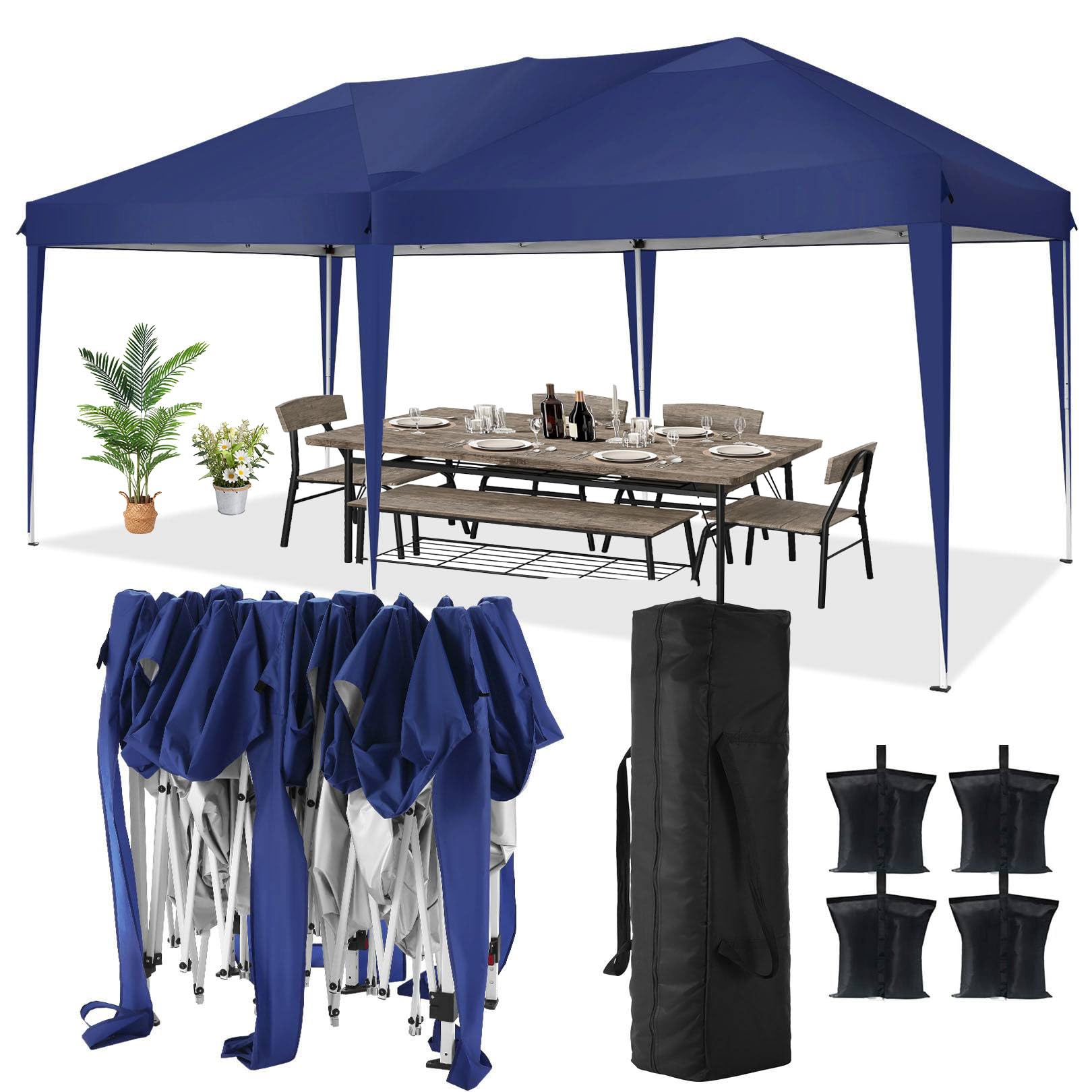 COBIZI 10x20 FT Pop up Canopy Tent with Sidewalls, Party Tents for Parties, Carpas para Fiestas, Easy Set Large Outdoor Popup Patio Gazebo for Backyard,Weddings,Vendor,Commercial Event,White (Upgrade)