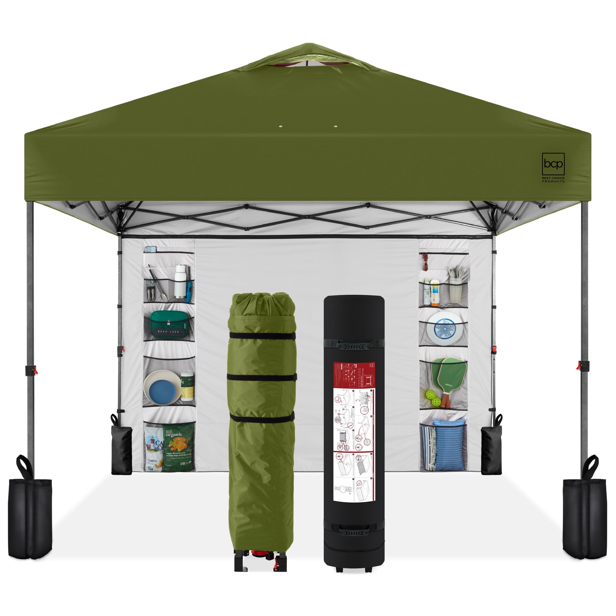 Best Choice Products 10x10ft Pop Up Canopy Tent, Outdoor Shade, 1 Person 1 Minute Set Up, Carry Case, 4 Weight Bags - White