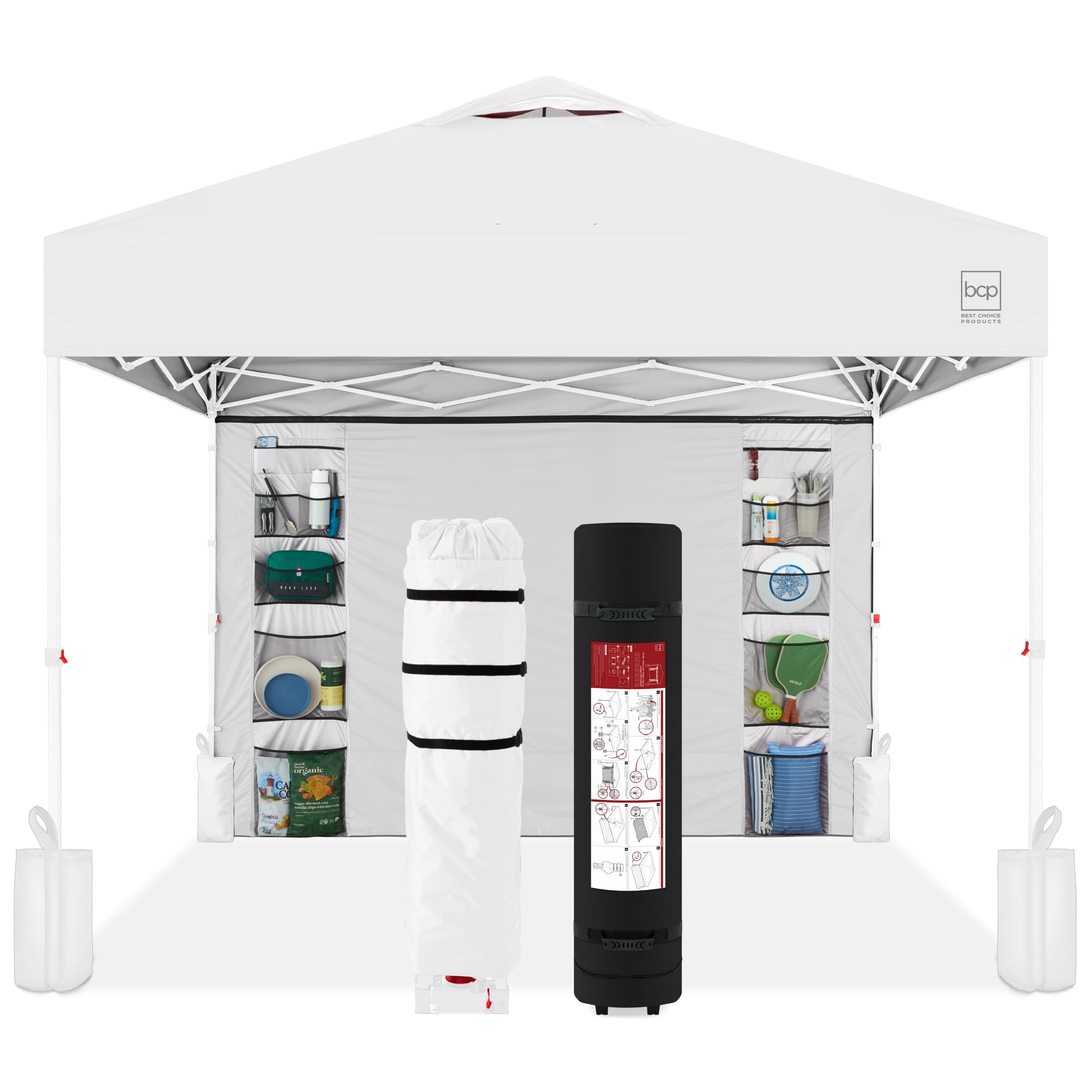 Best Choice Products 10x10ft Pop Up Canopy Tent, Outdoor Shade, 1 Person 1 Minute Set Up, Carry Case, 4 Weight Bags - White