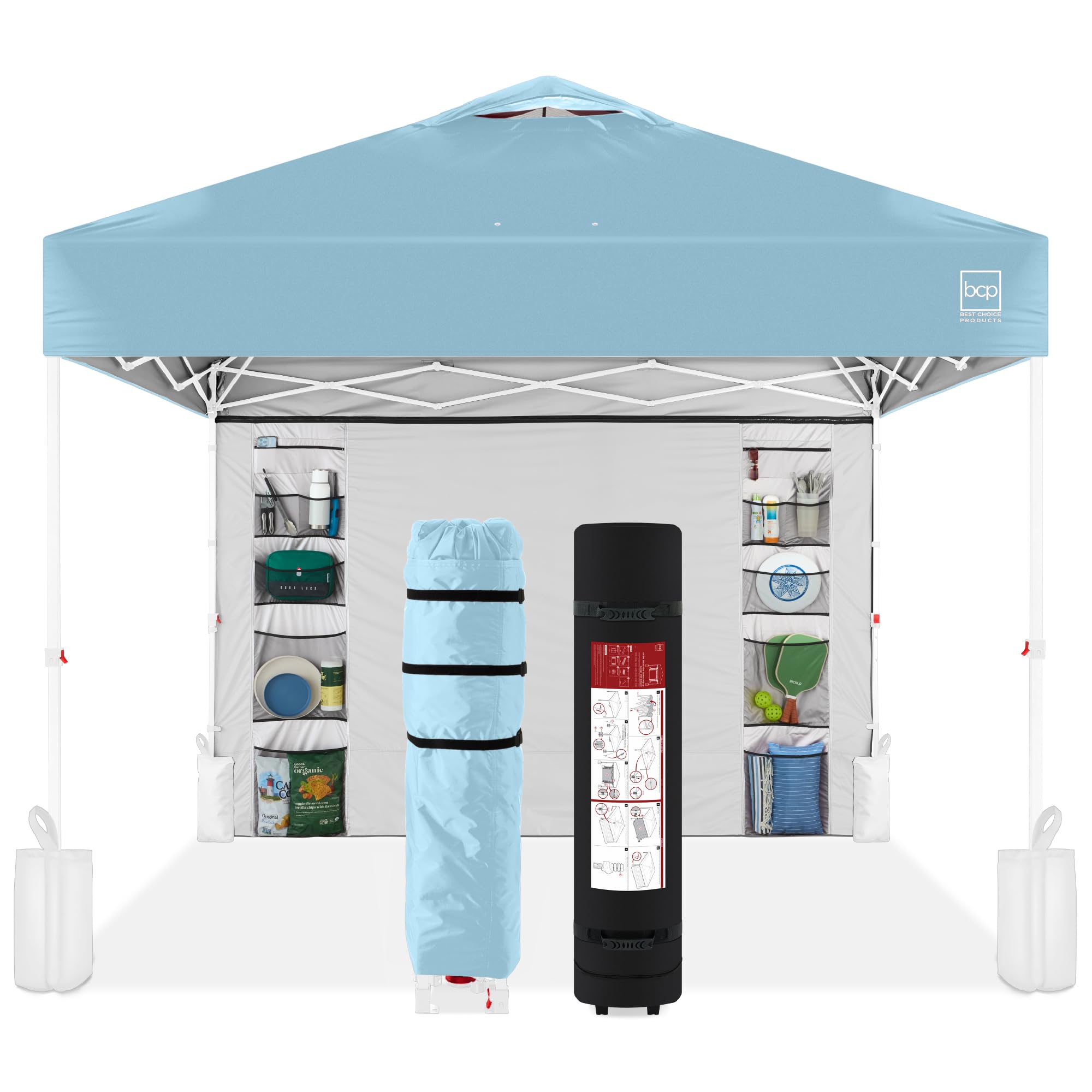 Best Choice Products 10x10ft Pop Up Canopy Tent, Outdoor Shade, 1 Person 1 Minute Set Up, Carry Case, 4 Weight Bags - White