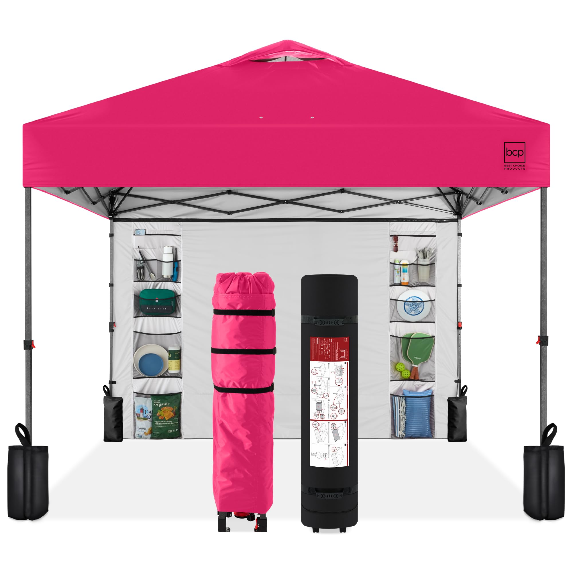 Best Choice Products 10x10ft Pop Up Canopy Tent, Outdoor Shade, 1 Person 1 Minute Set Up, Carry Case, 4 Weight Bags - White