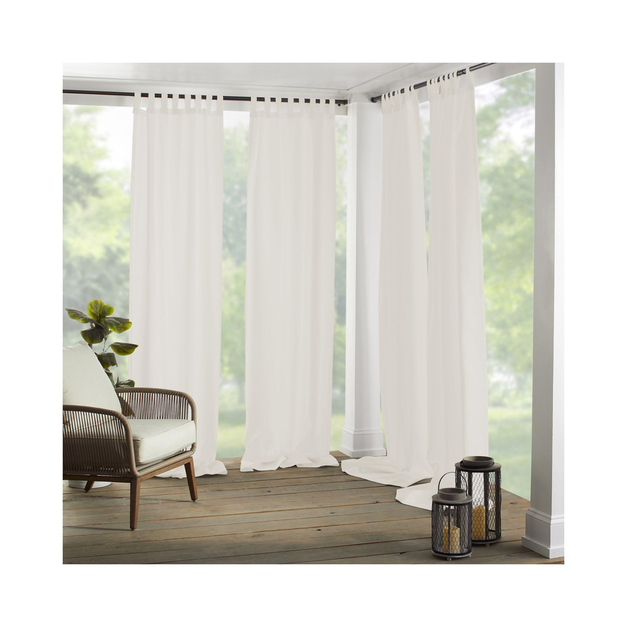 Elrene Home Fashions Matine Weatherproof Tab-Top Indoor/Outdoor Solid Color Curtain Panel for Porch, Pergola, Patio, Deck, 52”W x 84”L, Red