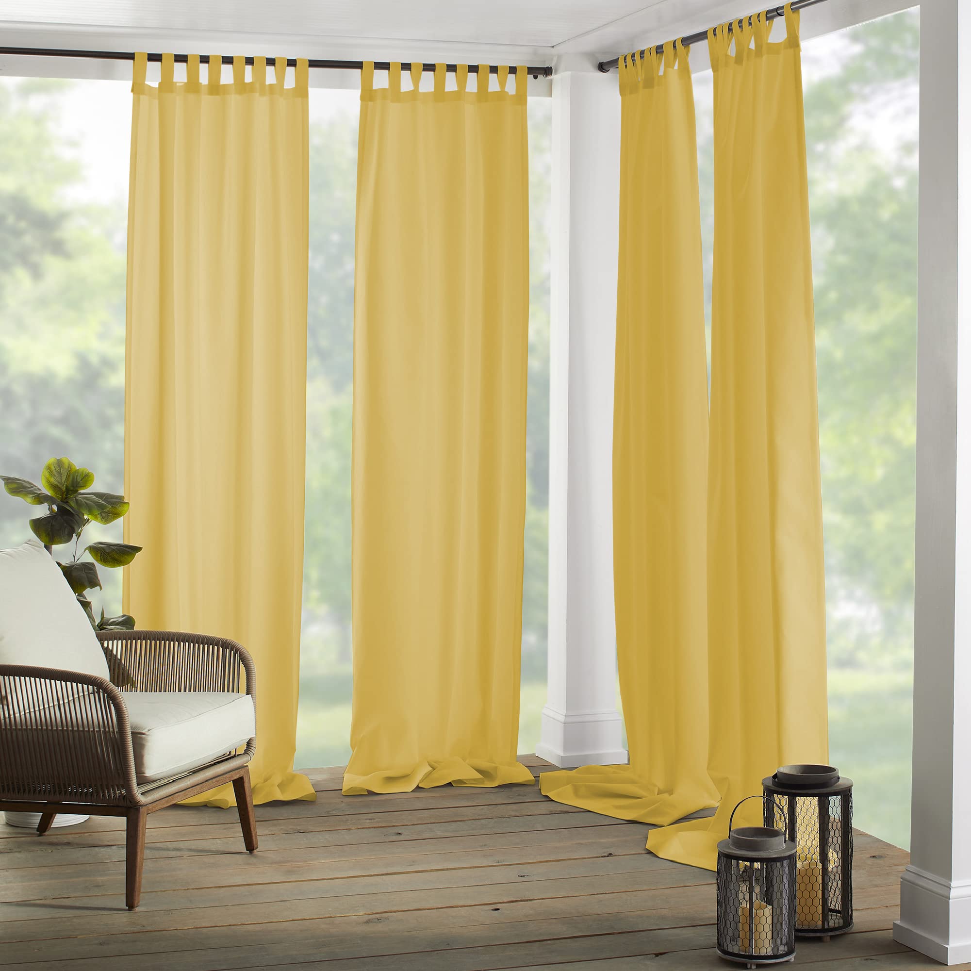 Elrene Home Fashions Matine Weatherproof Tab-Top Indoor/Outdoor Solid Color Curtain Panel for Porch, Pergola, Patio, Deck, 52”W x 84”L, Red