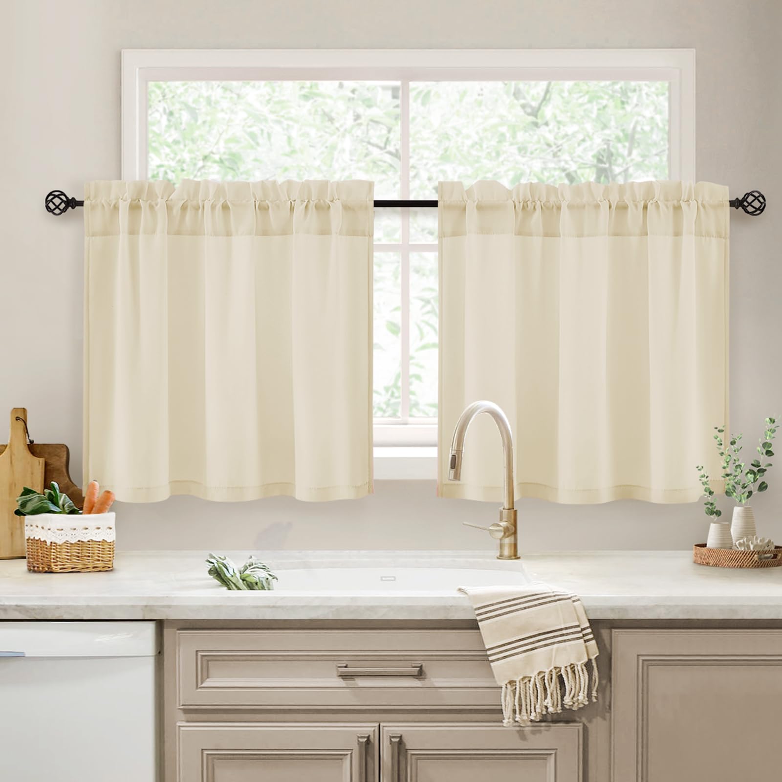 HOMEIDEAS Non-See-Through White Privacy Semi Sheer Curtains 84 Inches Long 2 Panels Set Light Filtering Curtains for Living Room Bedroom Outdoor Drapes, W52xL84