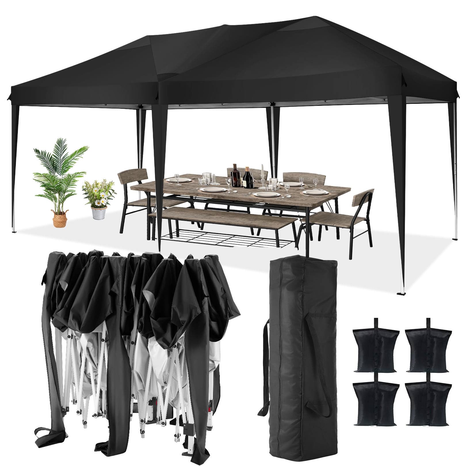COBIZI 10x20 FT Pop up Canopy Tent with Sidewalls, Party Tents for Parties, Carpas para Fiestas, Easy Set Large Outdoor Popup Patio Gazebo for Backyard,Weddings,Vendor,Commercial Event,White (Upgrade)
