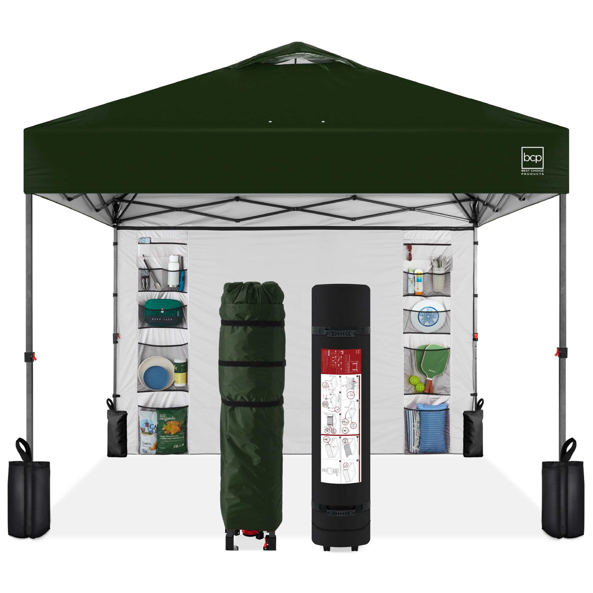 Best Choice Products 10x10ft Pop Up Canopy Tent, Outdoor Shade, 1 Person 1 Minute Set Up, Carry Case, 4 Weight Bags - White