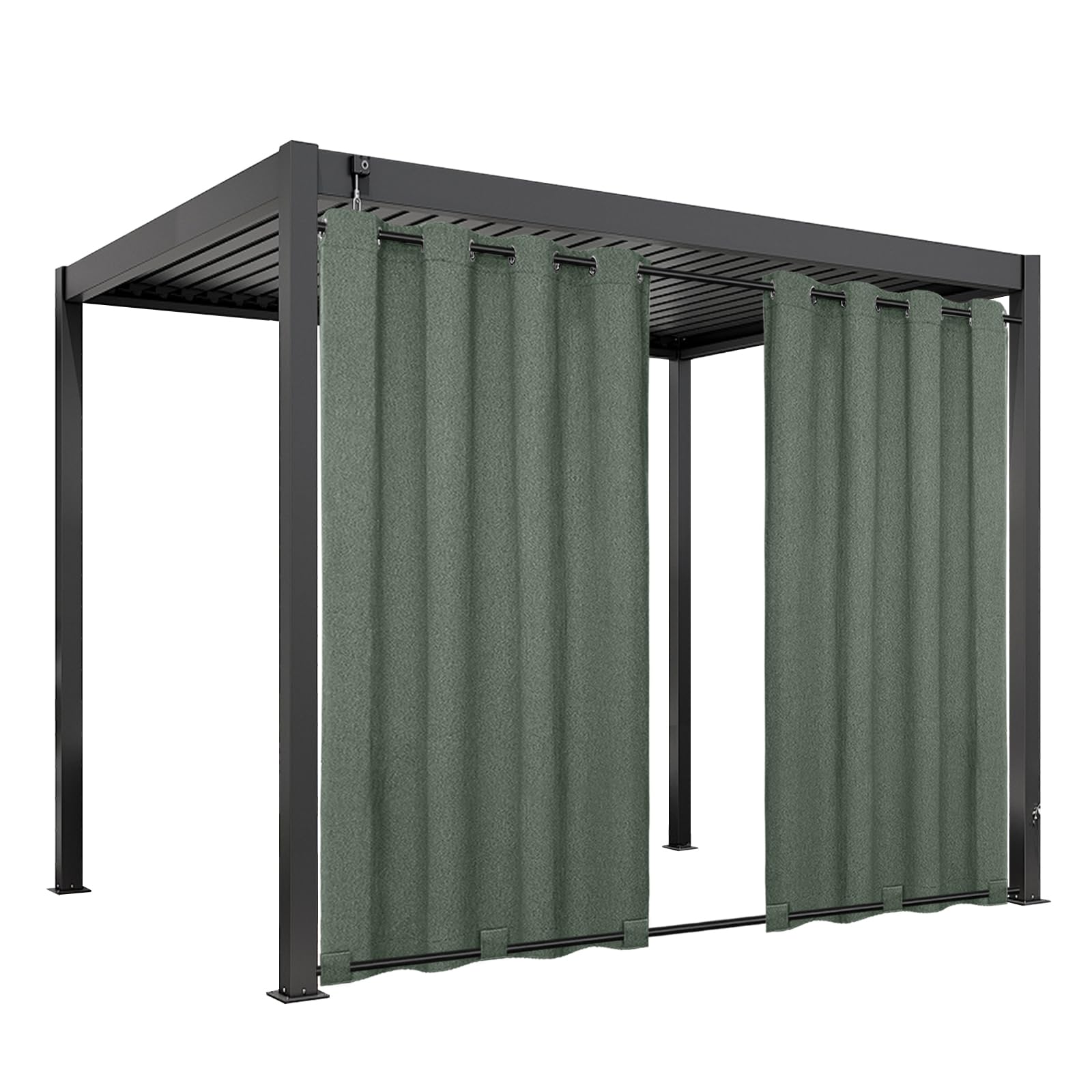 Easy-Going Linen Look Outdoor Curtains Waterproof Windproof Porch Curtains, Soft Thicken Outdoor Privacy Curtains for Patio, Gazebo, Grommet Top and Tab Bottom Drape, 1 Panel, 54x84 inch, White