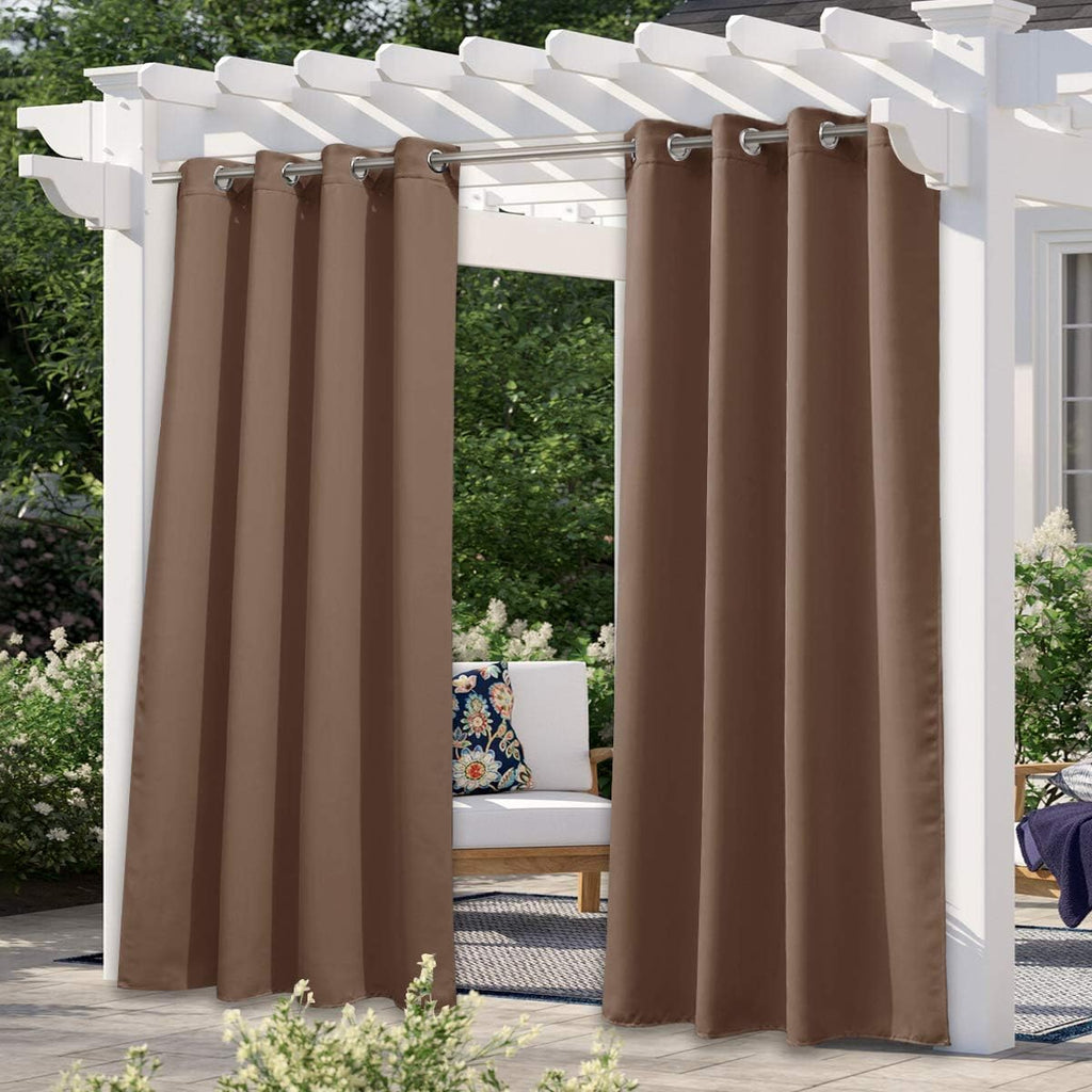 NICETOWN Outdoor Curtains for Patio Waterproof 95" L, Blackout Gazebo Curtain for Pergola/Porch Weatherproof, UV & Privacy Protection Outside Drape, 52" Wide, 1 Panel, Biscotti Beige