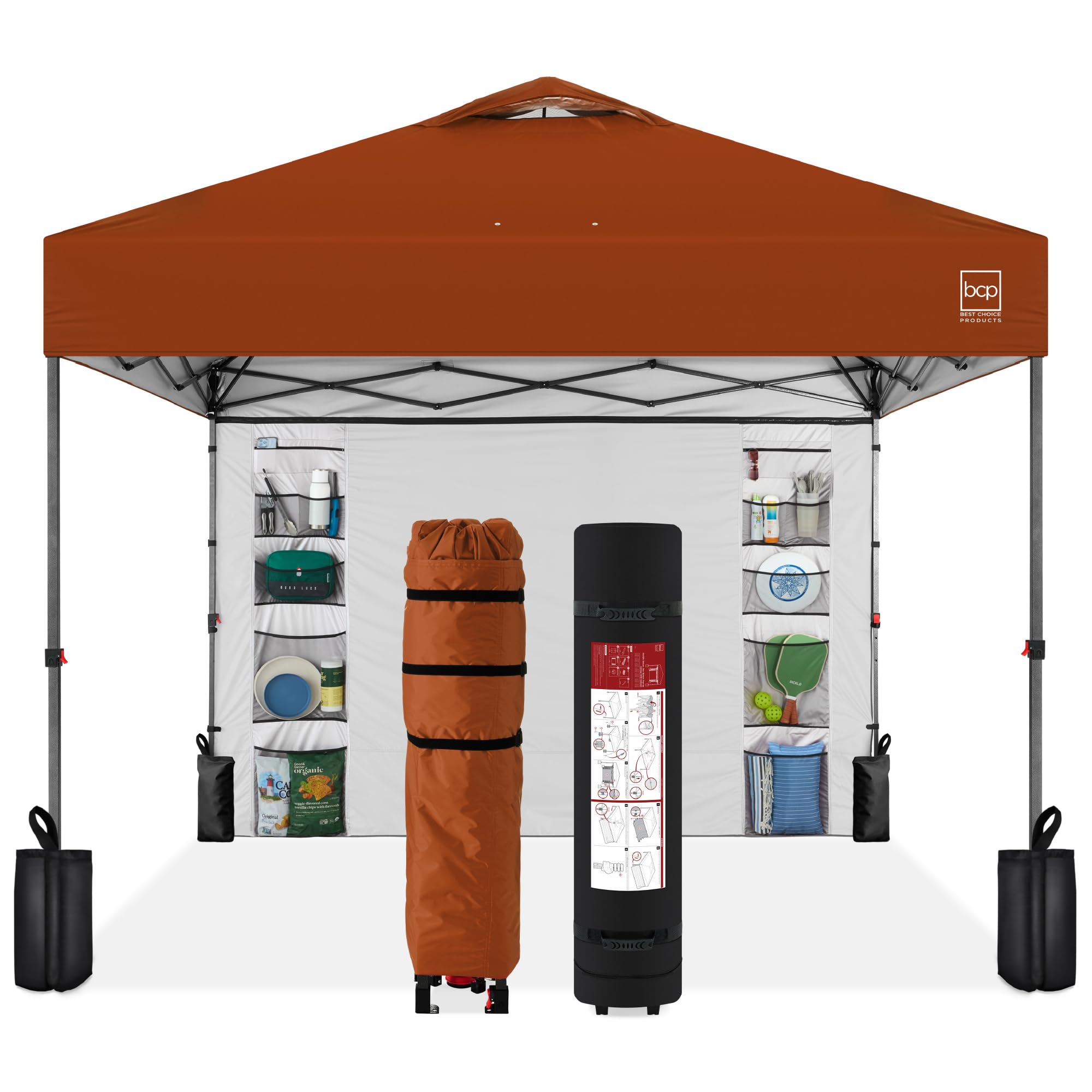 Best Choice Products 10x10ft Pop Up Canopy Tent, Outdoor Shade, 1 Person 1 Minute Set Up, Carry Case, 4 Weight Bags - White