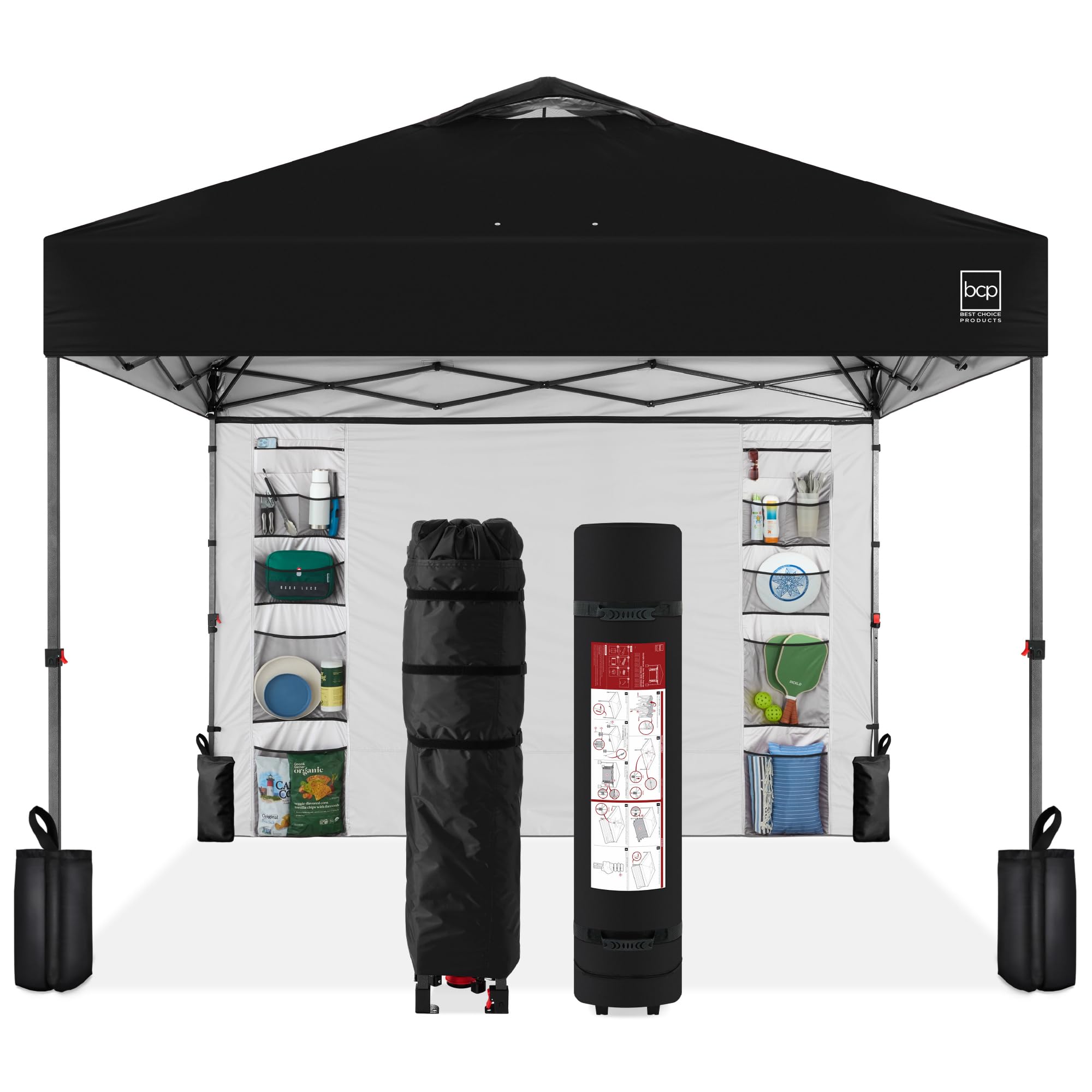 Best Choice Products 10x10ft Pop Up Canopy Tent, Outdoor Shade, 1 Person 1 Minute Set Up, Carry Case, 4 Weight Bags - White