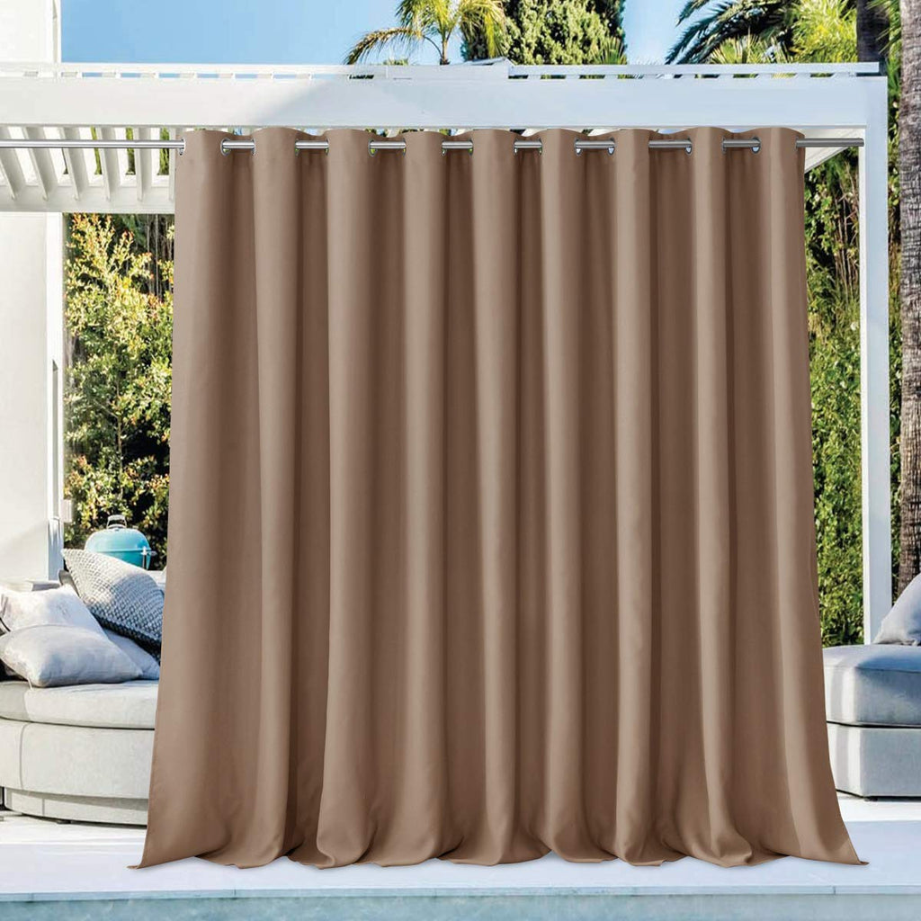 NICETOWN Outdoor Curtains for Patio Waterproof 95" L, Blackout Gazebo Curtain for Pergola/Porch Weatherproof, UV & Privacy Protection Outside Drape, 52" Wide, 1 Panel, Biscotti Beige