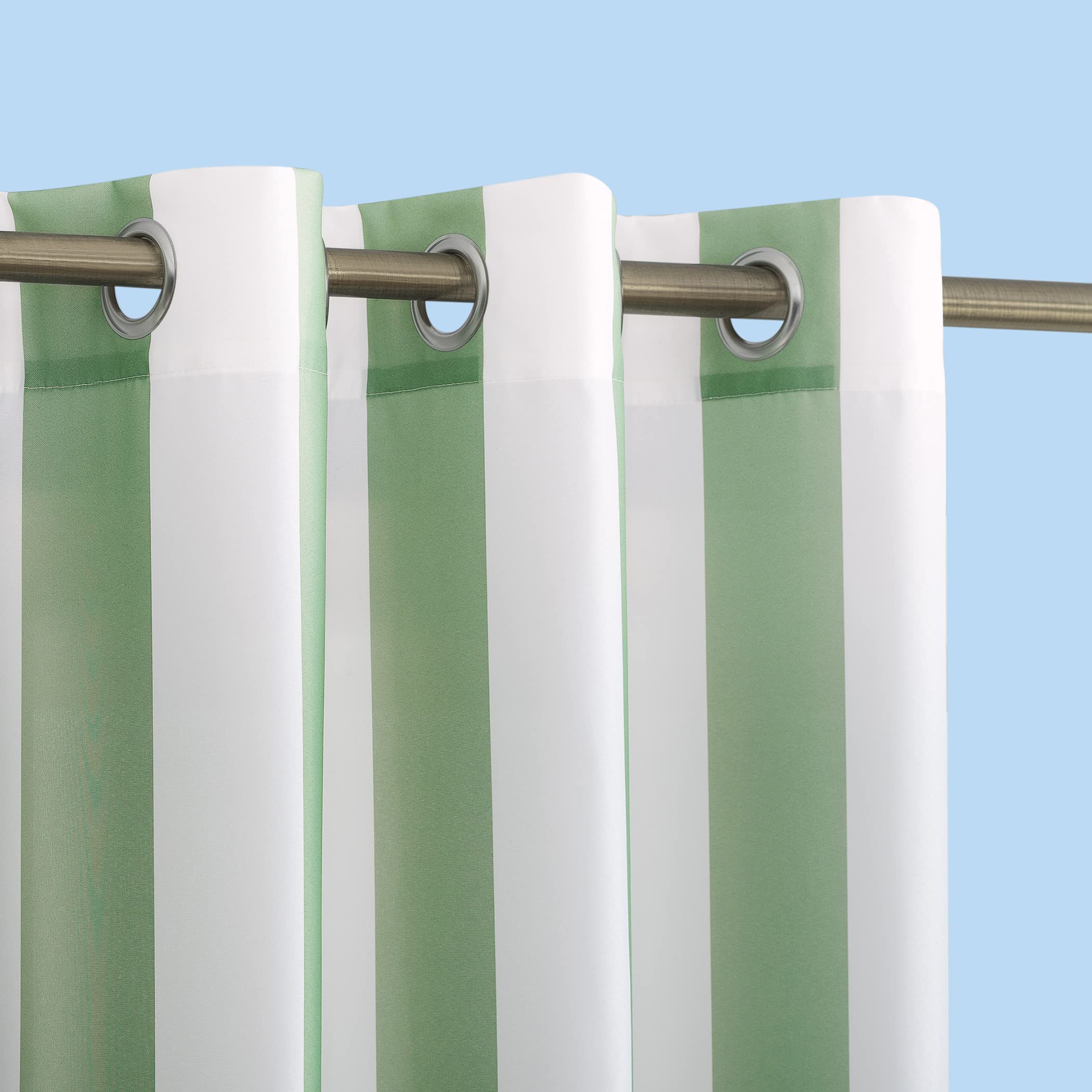 Sun Zero Valencia 2-Pack Cabana Stripe Indoor/Outdoor UV Protectant Energy Efficient Grommet Curtain Panel Pair