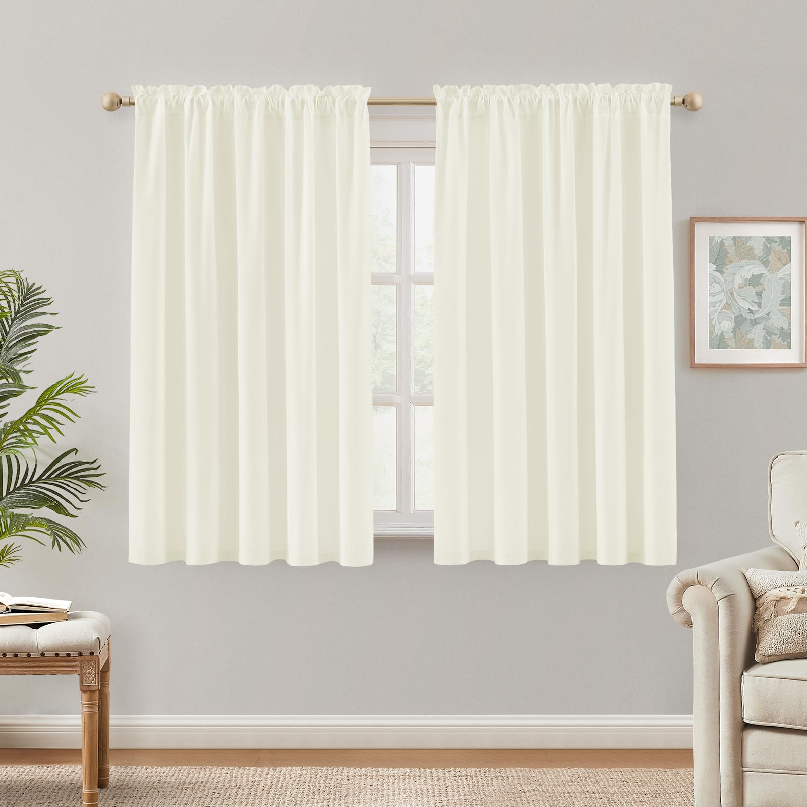 HOMEIDEAS Non-See-Through White Privacy Semi Sheer Curtains 84 Inches Long 2 Panels Set Light Filtering Curtains for Living Room Bedroom Outdoor Drapes, W52xL84