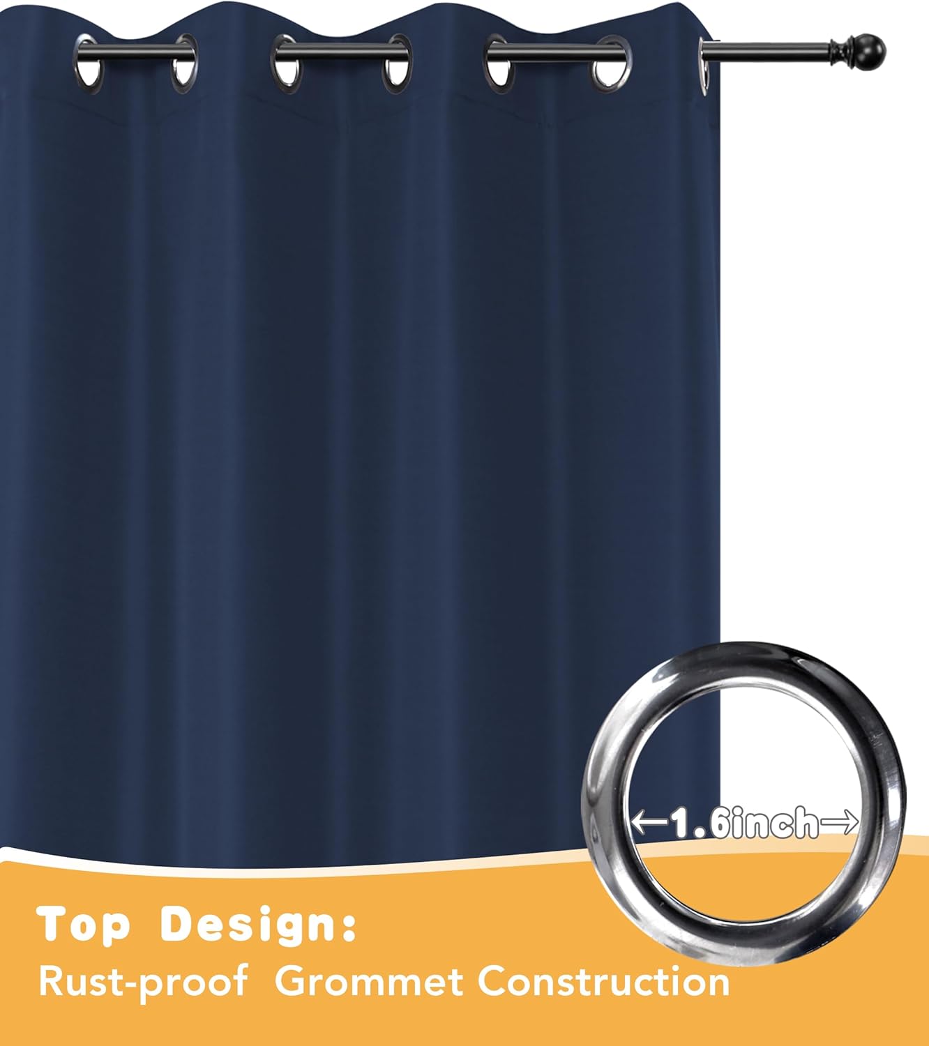 HolidayIdeas Outdoor Curtains for Patio Waterproof, 4 Panels - 54 x 108 Inch - Privacy Protection & Light Filtering Curtains Navy Grommet Outside Curtains for Porch, Gazebo, Pergola, Backyard