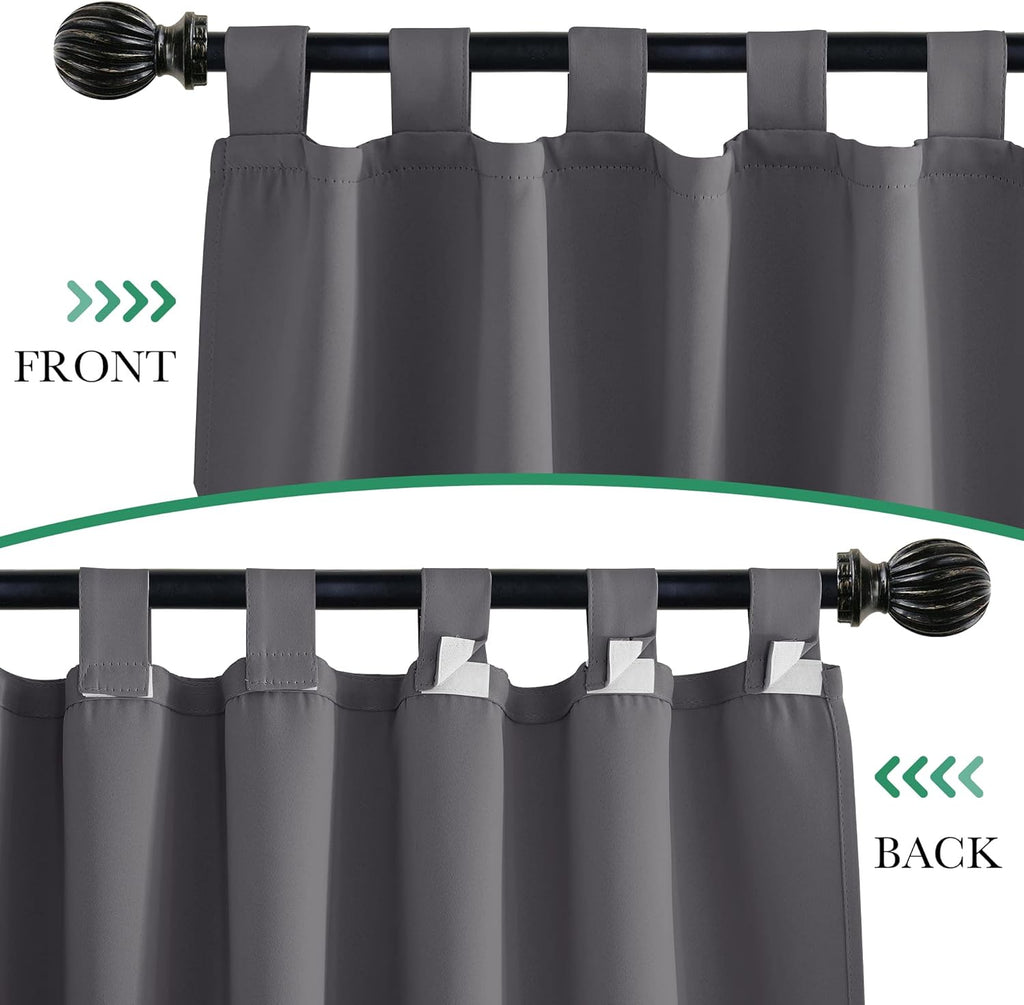 StangH 2 Panels Outdoor Curtains for Patio Waterproof, Blackout Windproof Weatherproof Thermal Insulated Drapes for Pergola/Porch, Thick Privacy Room Dividers for Pool, Grey, W52 x L84