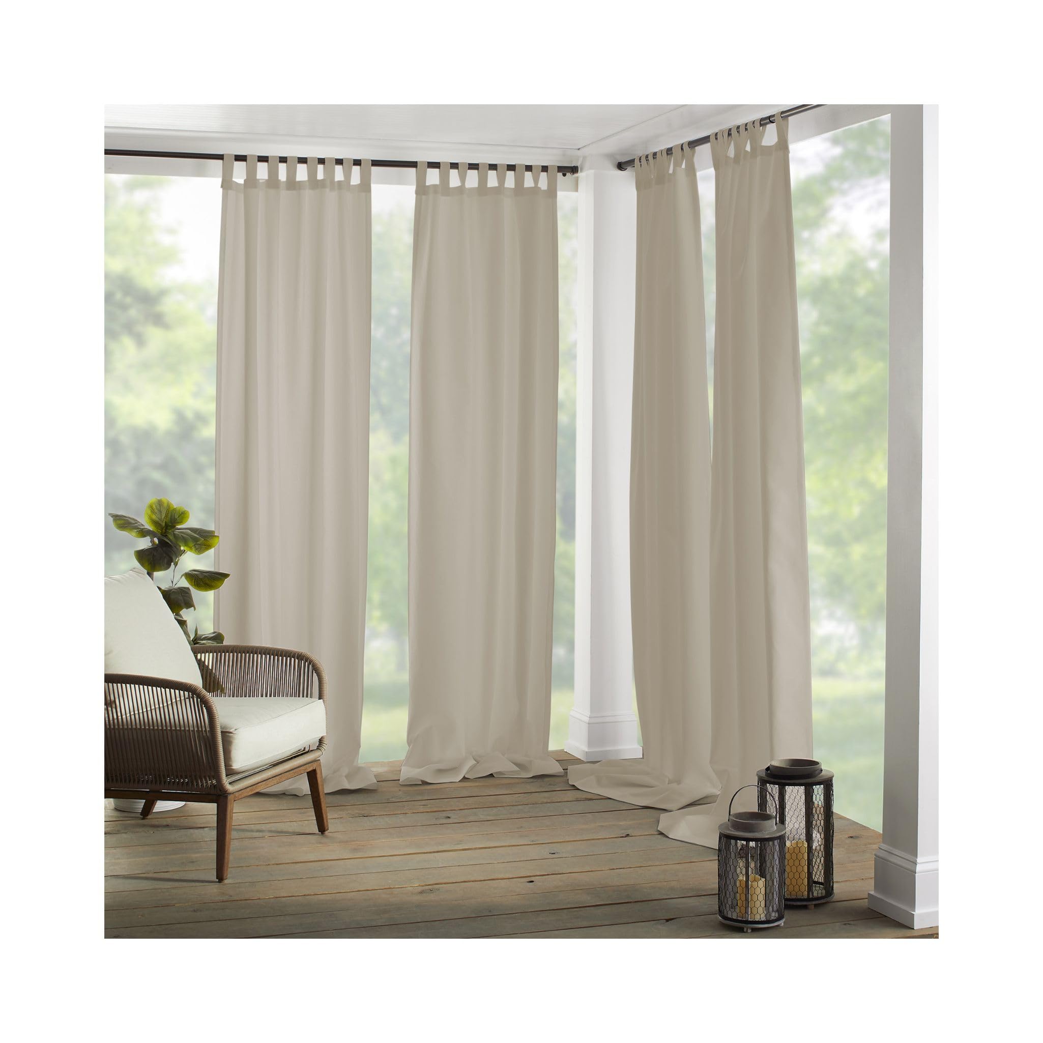 Elrene Home Fashions Matine Weatherproof Tab-Top Indoor/Outdoor Solid Color Curtain Panel for Porch, Pergola, Patio, Deck, 52”W x 84”L, Red