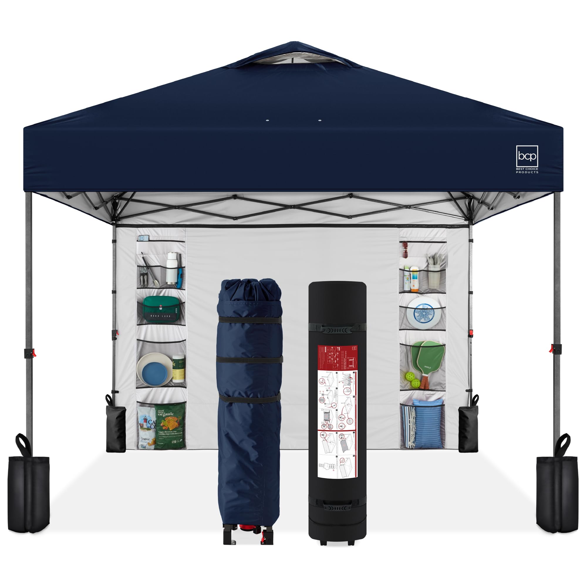Best Choice Products 10x10ft Pop Up Canopy Tent, Outdoor Shade, 1 Person 1 Minute Set Up, Carry Case, 4 Weight Bags - White