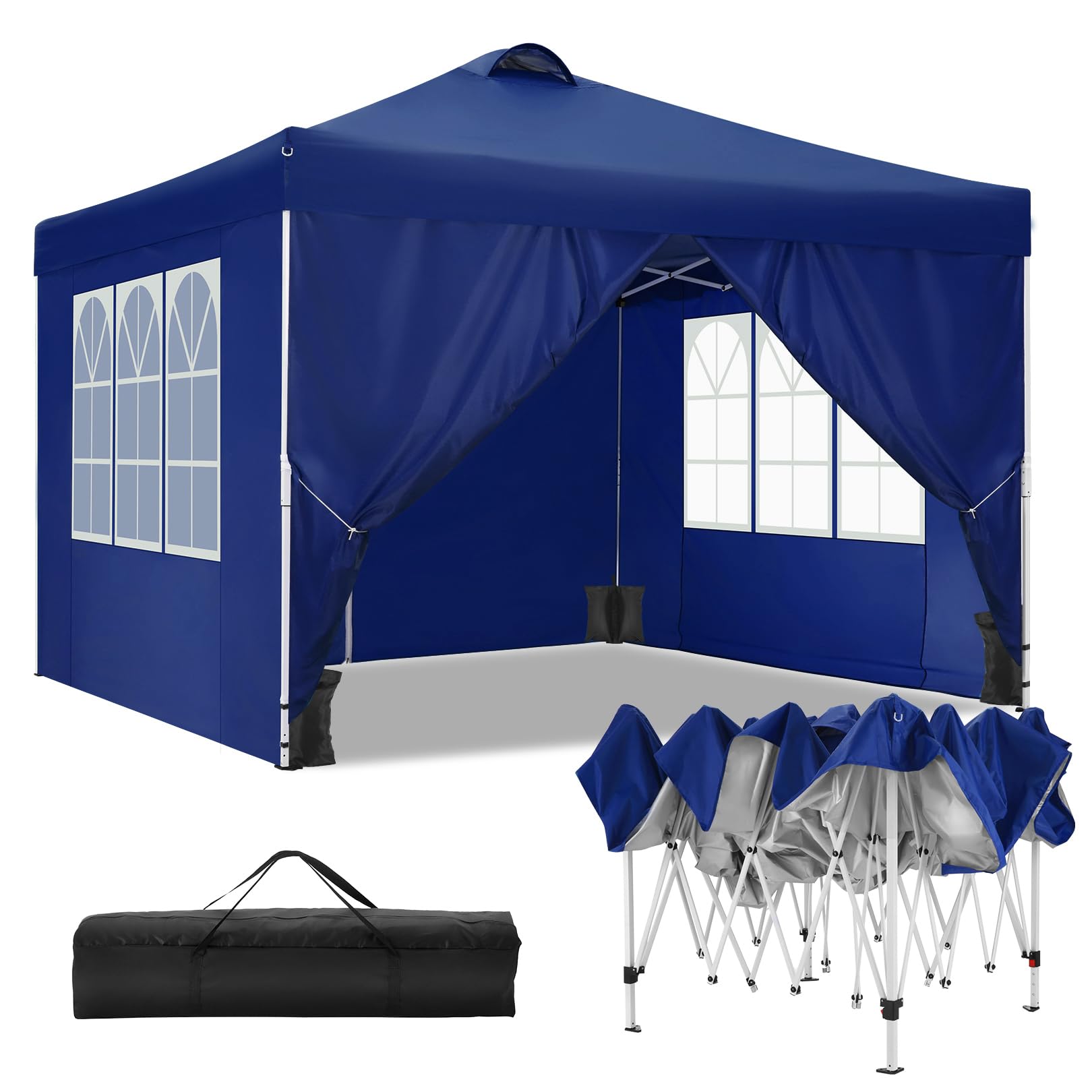 COBIZI Canopy 10x20 Pop Up Canopy Tent with 6 Sidewalls, One Push Party Tents for Parties Outdoor Wedding Waterproof Gazebo Commercial Event Tent with Sandbags, Black