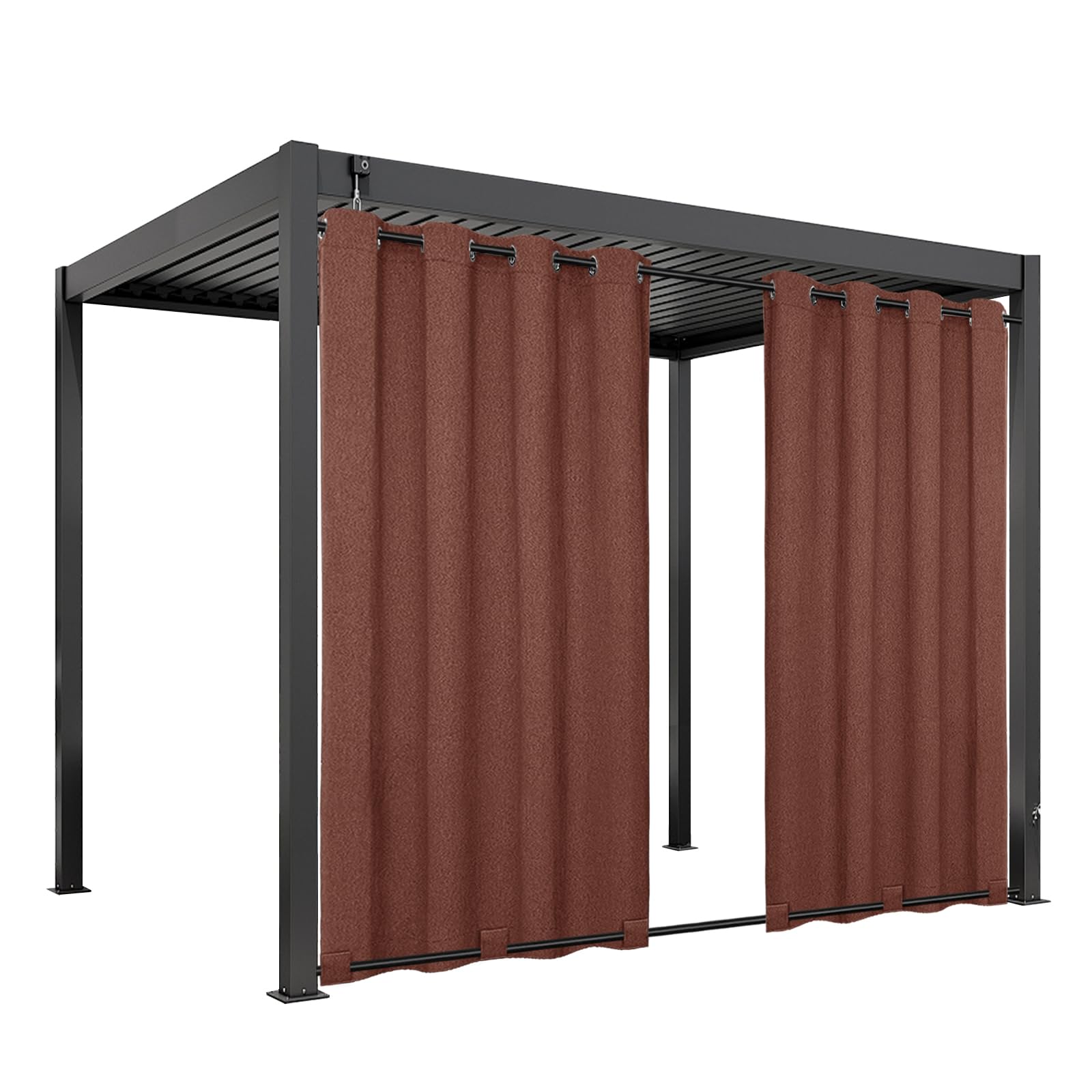Easy-Going Linen Look Outdoor Curtains Waterproof Windproof Porch Curtains, Soft Thicken Outdoor Privacy Curtains for Patio, Gazebo, Grommet Top and Tab Bottom Drape, 1 Panel, 54x84 inch, White