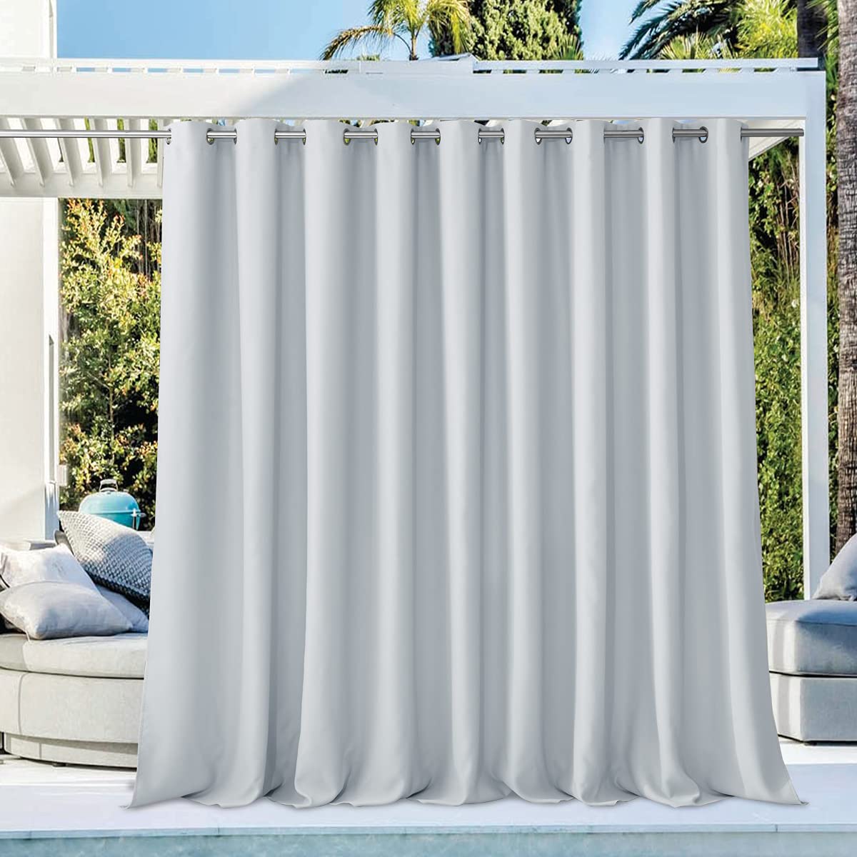 NICETOWN Outdoor Curtains for Patio Waterproof 95" L, Blackout Gazebo Curtain for Pergola/Porch Weatherproof, UV & Privacy Protection Outside Drape, 52" Wide, 1 Panel, Biscotti Beige