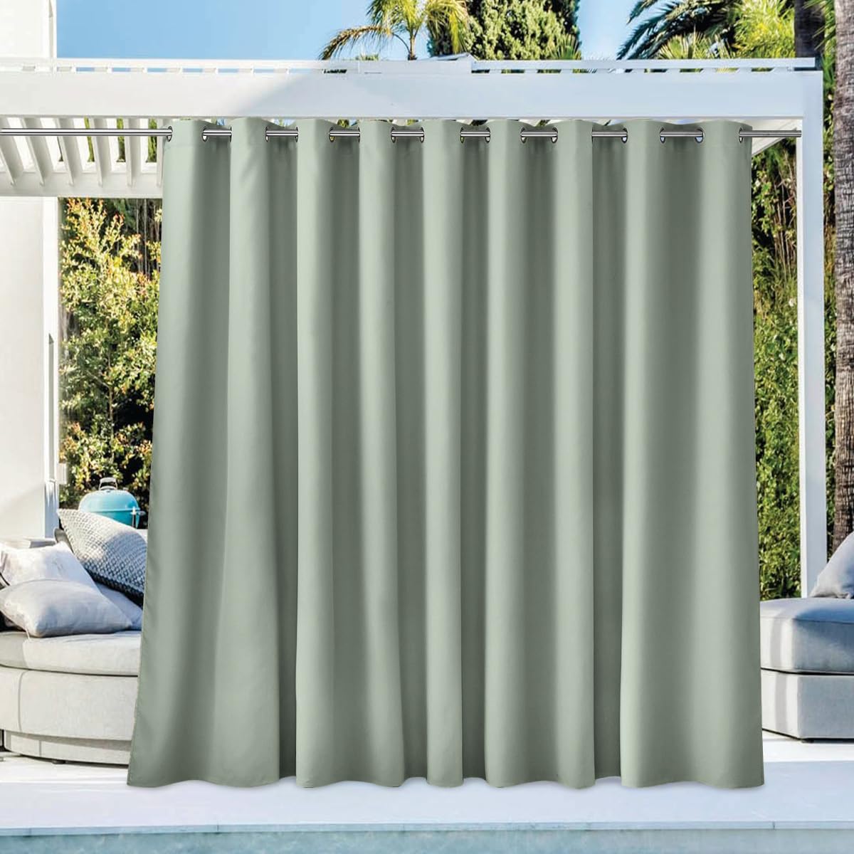NICETOWN Outdoor Curtains for Patio Waterproof 95" L, Blackout Gazebo Curtain for Pergola/Porch Weatherproof, UV & Privacy Protection Outside Drape, 52" Wide, 1 Panel, Biscotti Beige