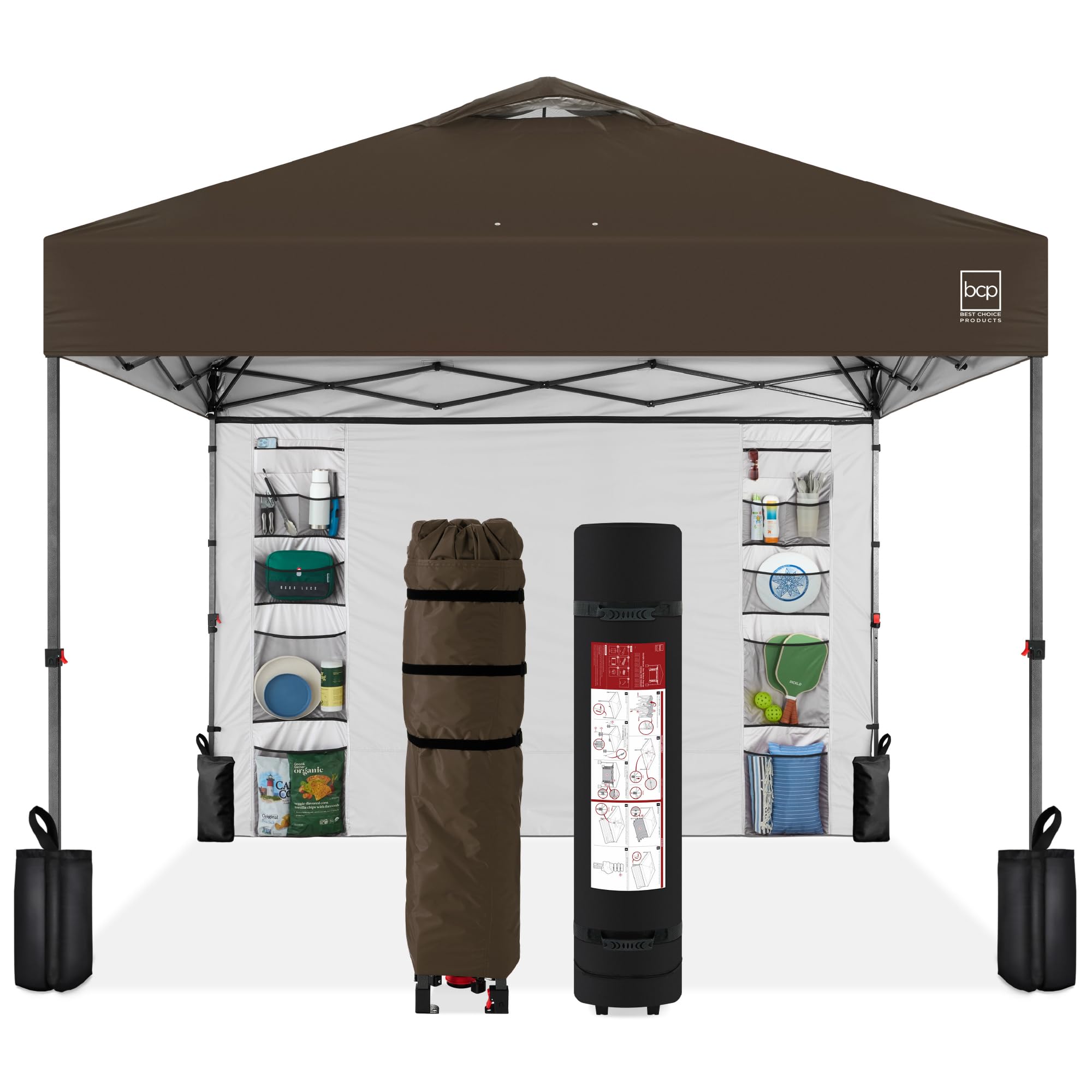 Best Choice Products 10x10ft Pop Up Canopy Tent, Outdoor Shade, 1 Person 1 Minute Set Up, Carry Case, 4 Weight Bags - White