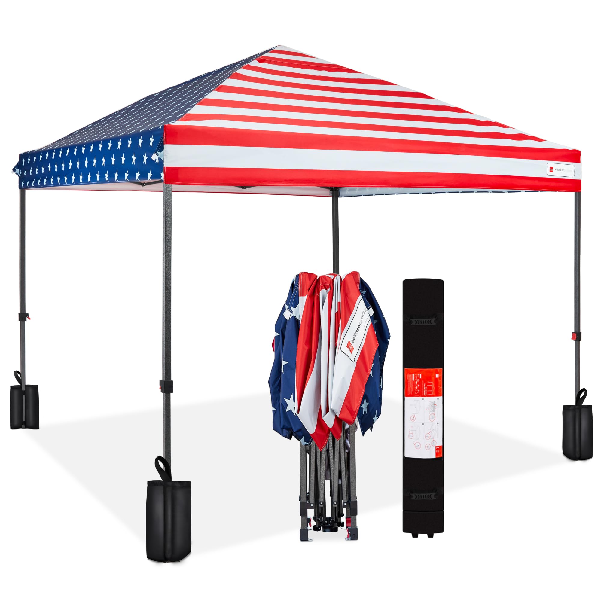 Best Choice Products 10x10ft Pop Up Canopy Tent, Outdoor Shade, 1 Person 1 Minute Set Up, Carry Case, 4 Weight Bags - White