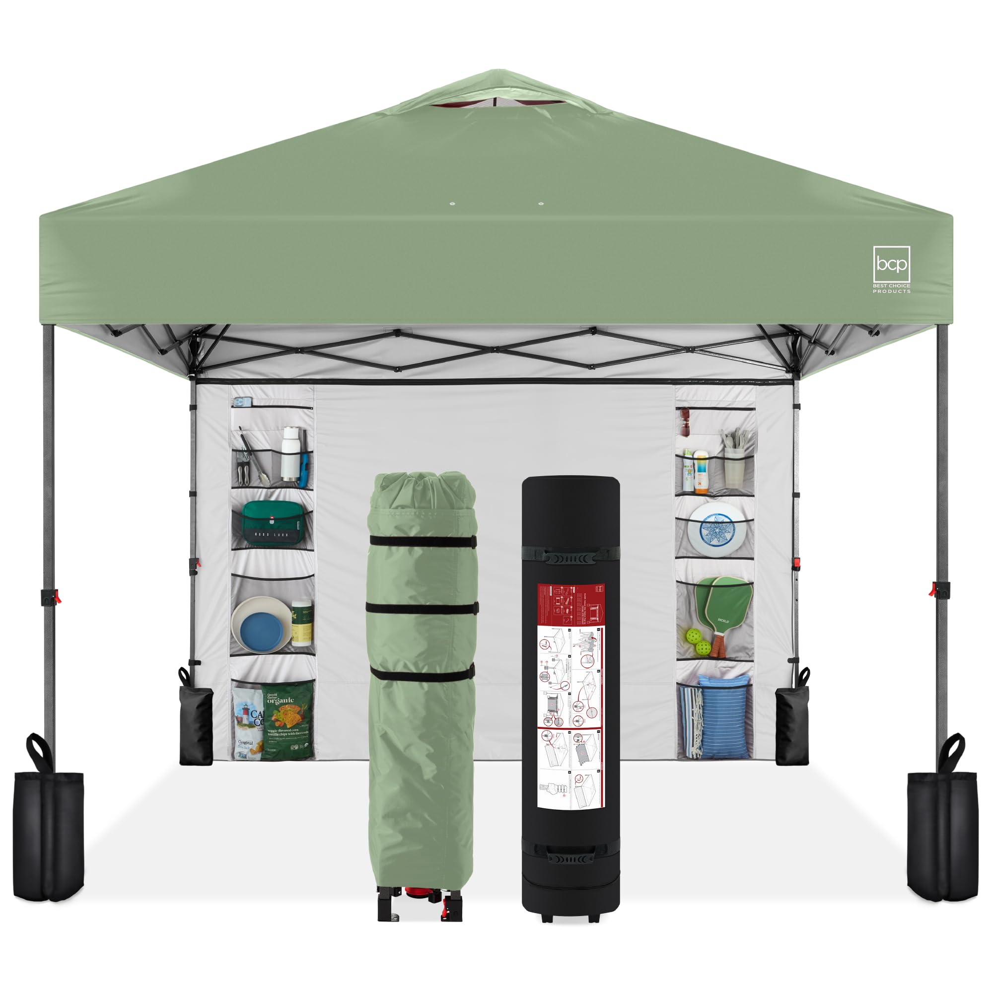 Best Choice Products 10x10ft Pop Up Canopy Tent, Outdoor Shade, 1 Person 1 Minute Set Up, Carry Case, 4 Weight Bags - White