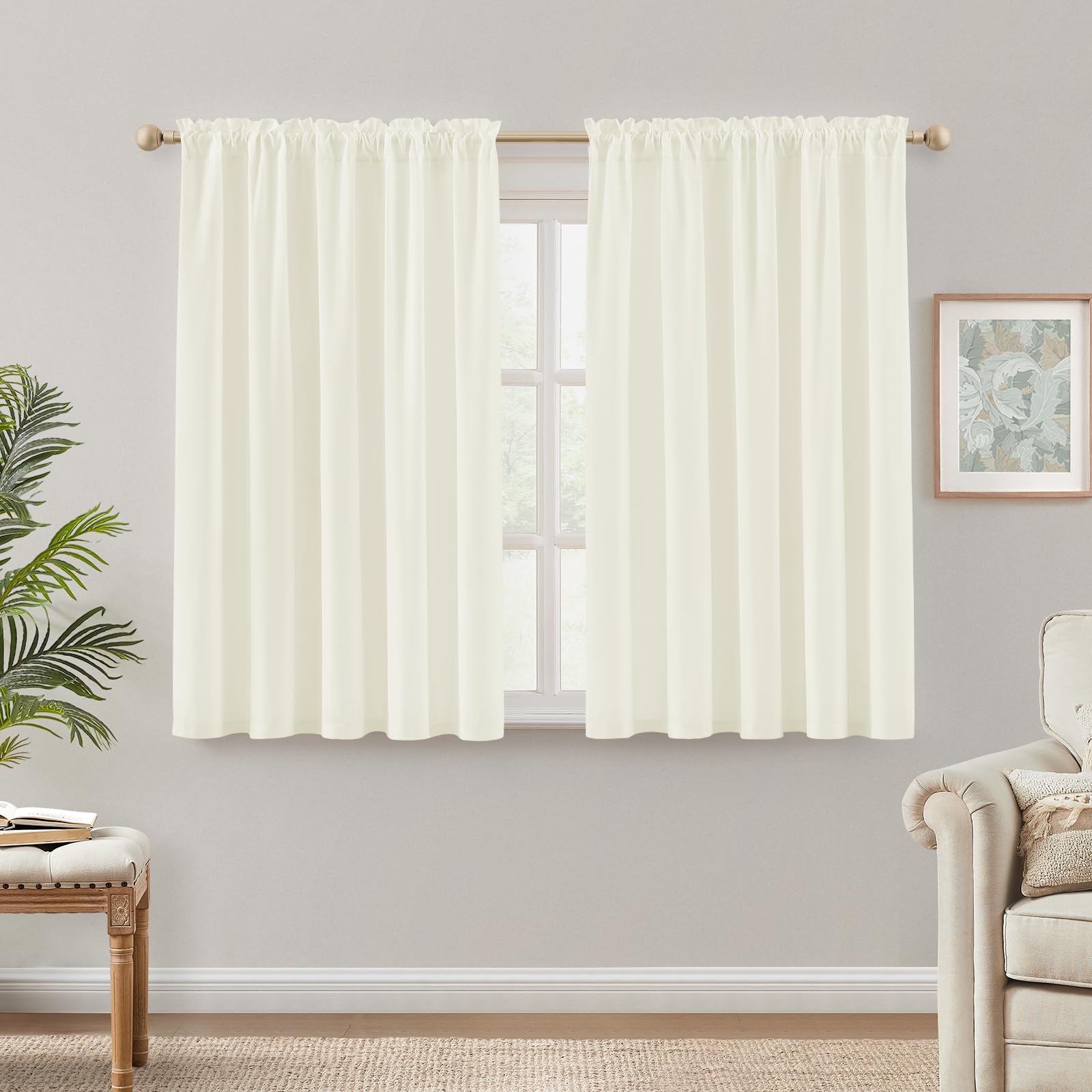 HOMEIDEAS Non-See-Through White Privacy Semi Sheer Curtains 84 Inches Long 2 Panels Set Light Filtering Curtains for Living Room Bedroom Outdoor Drapes, W52xL84