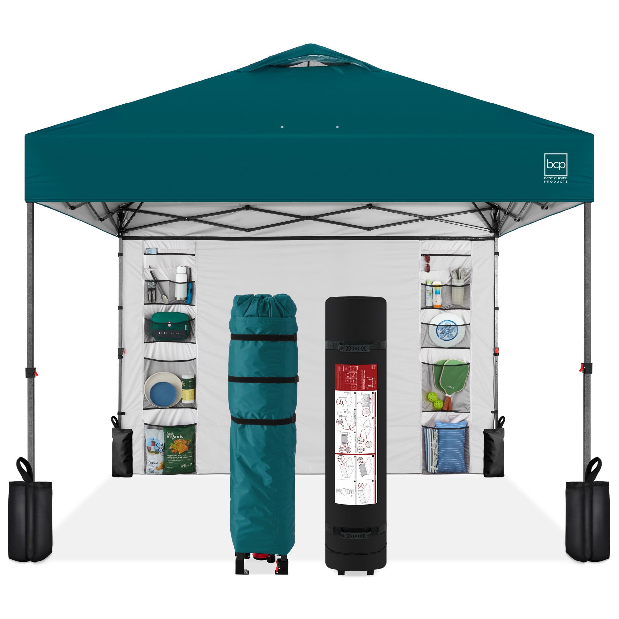 Best Choice Products 10x10ft Pop Up Canopy Tent, Outdoor Shade, 1 Person 1 Minute Set Up, Carry Case, 4 Weight Bags - White