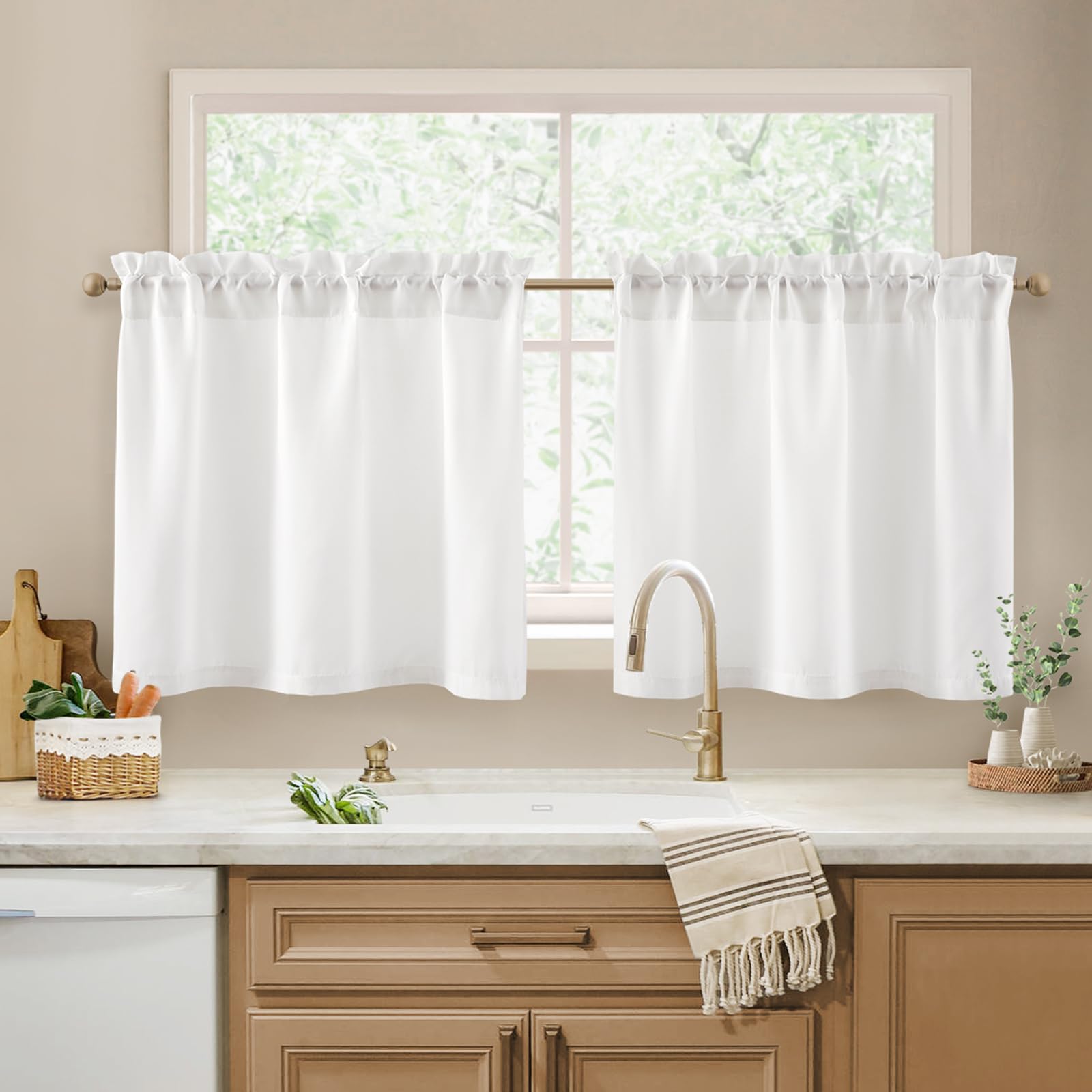HOMEIDEAS Non-See-Through White Privacy Semi Sheer Curtains 84 Inches Long 2 Panels Set Light Filtering Curtains for Living Room Bedroom Outdoor Drapes, W52xL84