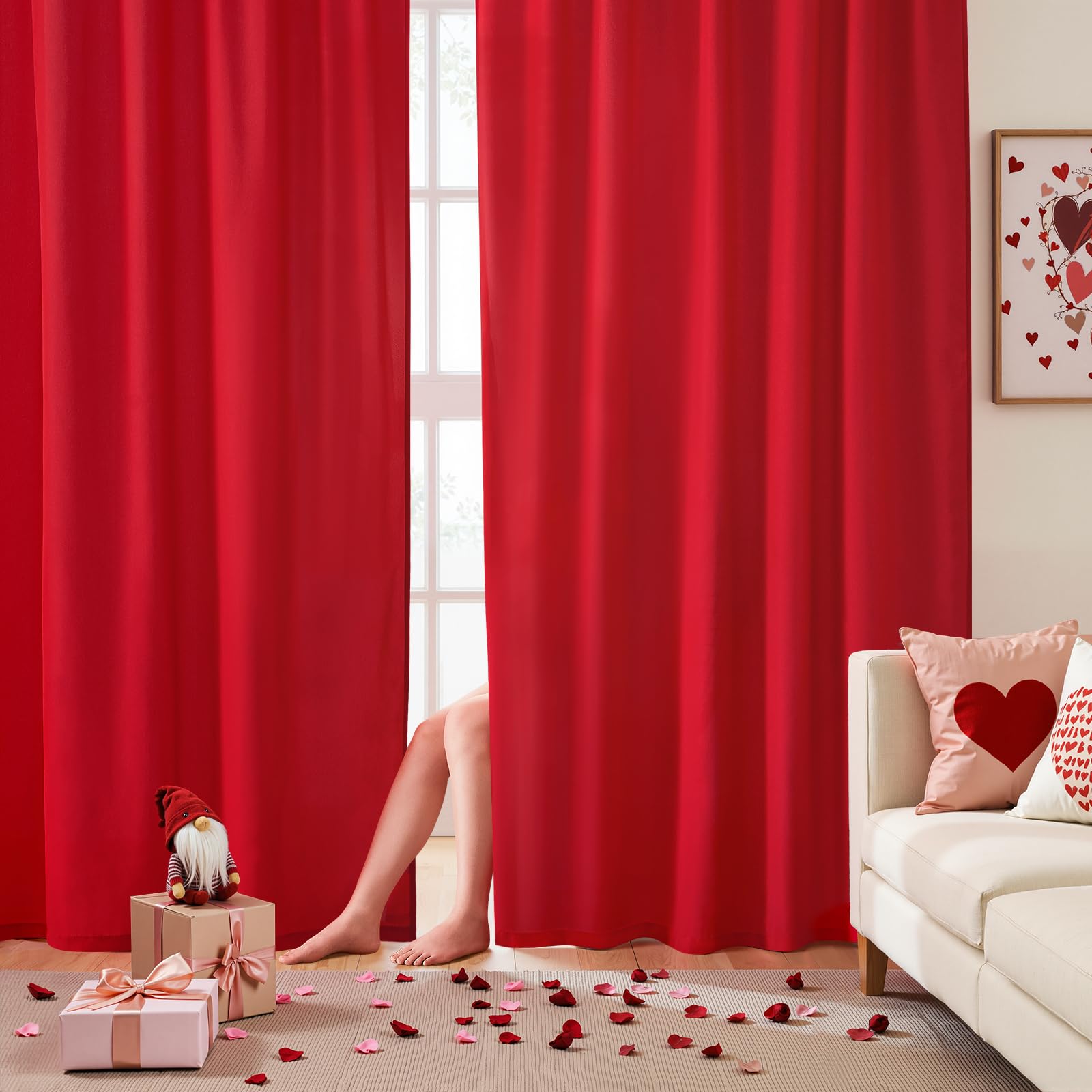 HOMEIDEAS Non-See-Through White Privacy Semi Sheer Curtains 84 Inches Long 2 Panels Set Light Filtering Curtains for Living Room Bedroom Outdoor Drapes, W52xL84