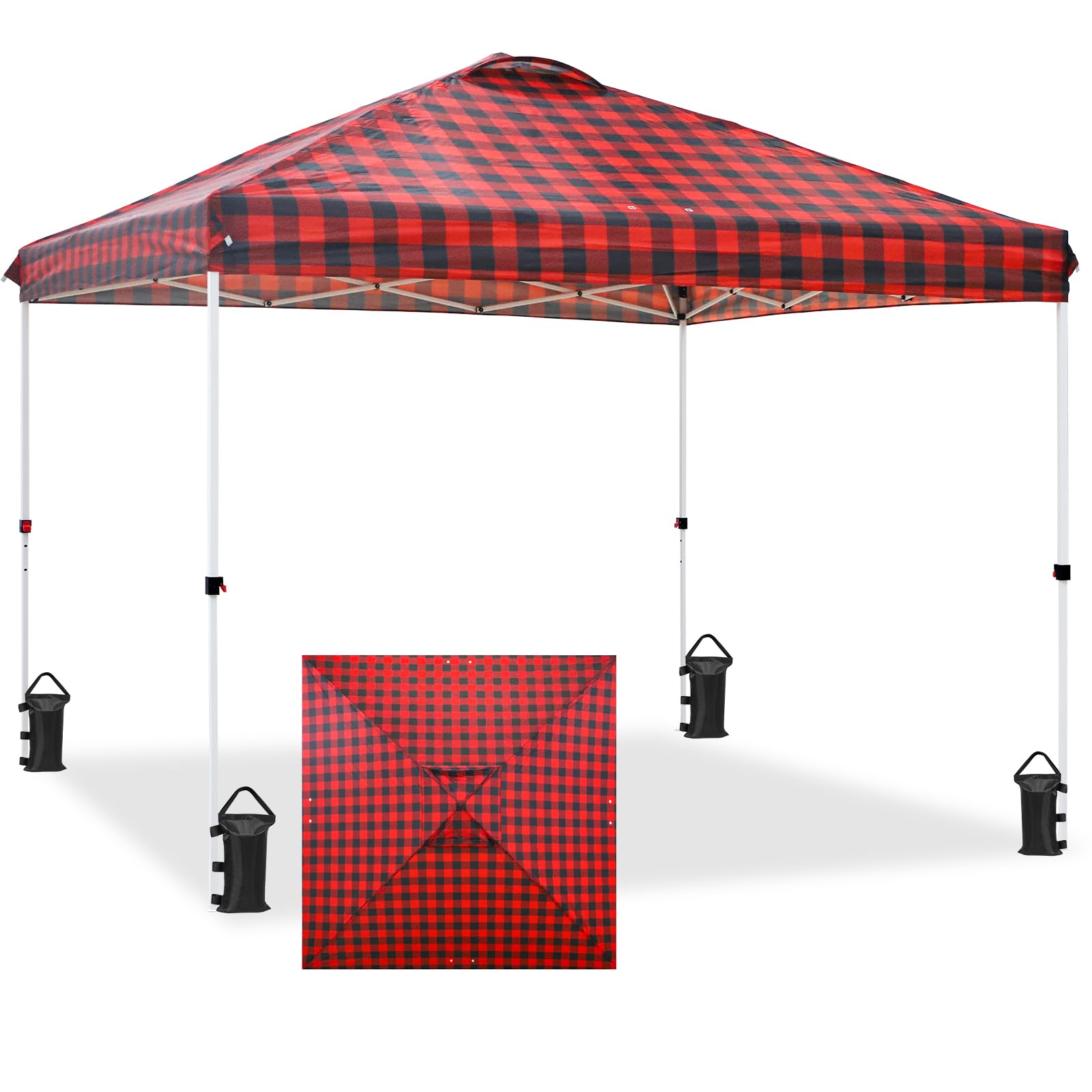 EAGLE PEAK Pop Up Canopy Tent with Wheeled Carry Bag, 8 Stakes, 4 Ropes, 4 Weight Bags, Easy Set Up Tent Canopy, 10x10 ft, 100sqft of Shade, Blue