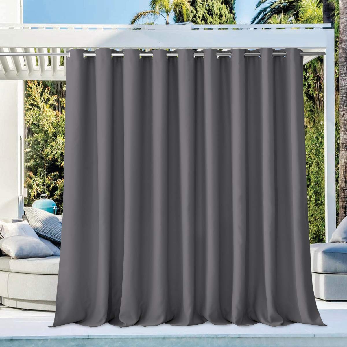 NICETOWN Outdoor Curtains for Patio Waterproof 95" L, Blackout Gazebo Curtain for Pergola/Porch Weatherproof, UV & Privacy Protection Outside Drape, 52" Wide, 1 Panel, Biscotti Beige